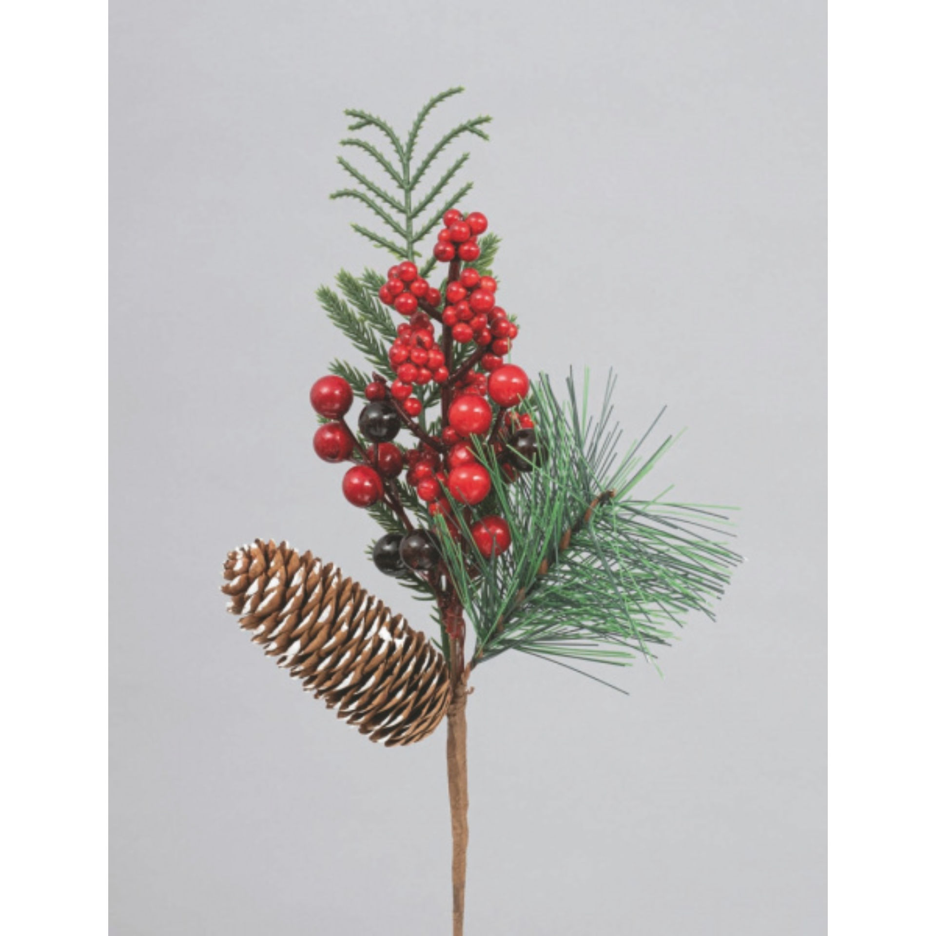 RAMETTO PVC CM.34H C/BACCHE ROSSE PIGNA E RAMO PIN