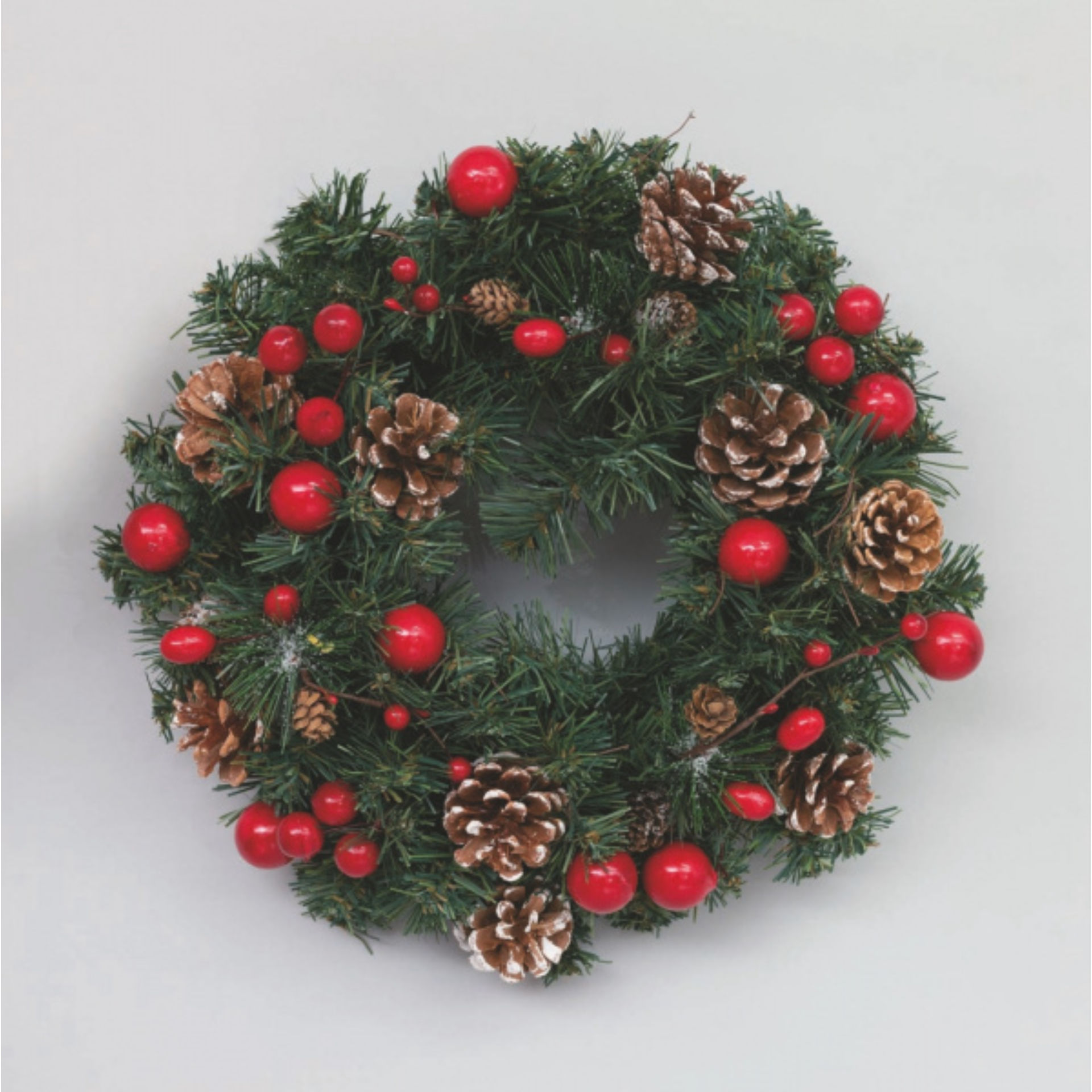 CORONA PVC CM.40 DEC.BACCHE ROSSE,PIGNE NEVATE