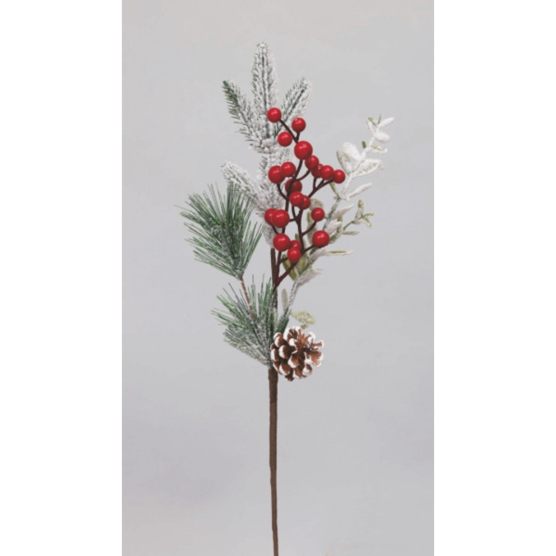 RAMO NEVATO CM.52 C/AGHI PINO,BACCHE ROSSE E PIGNA