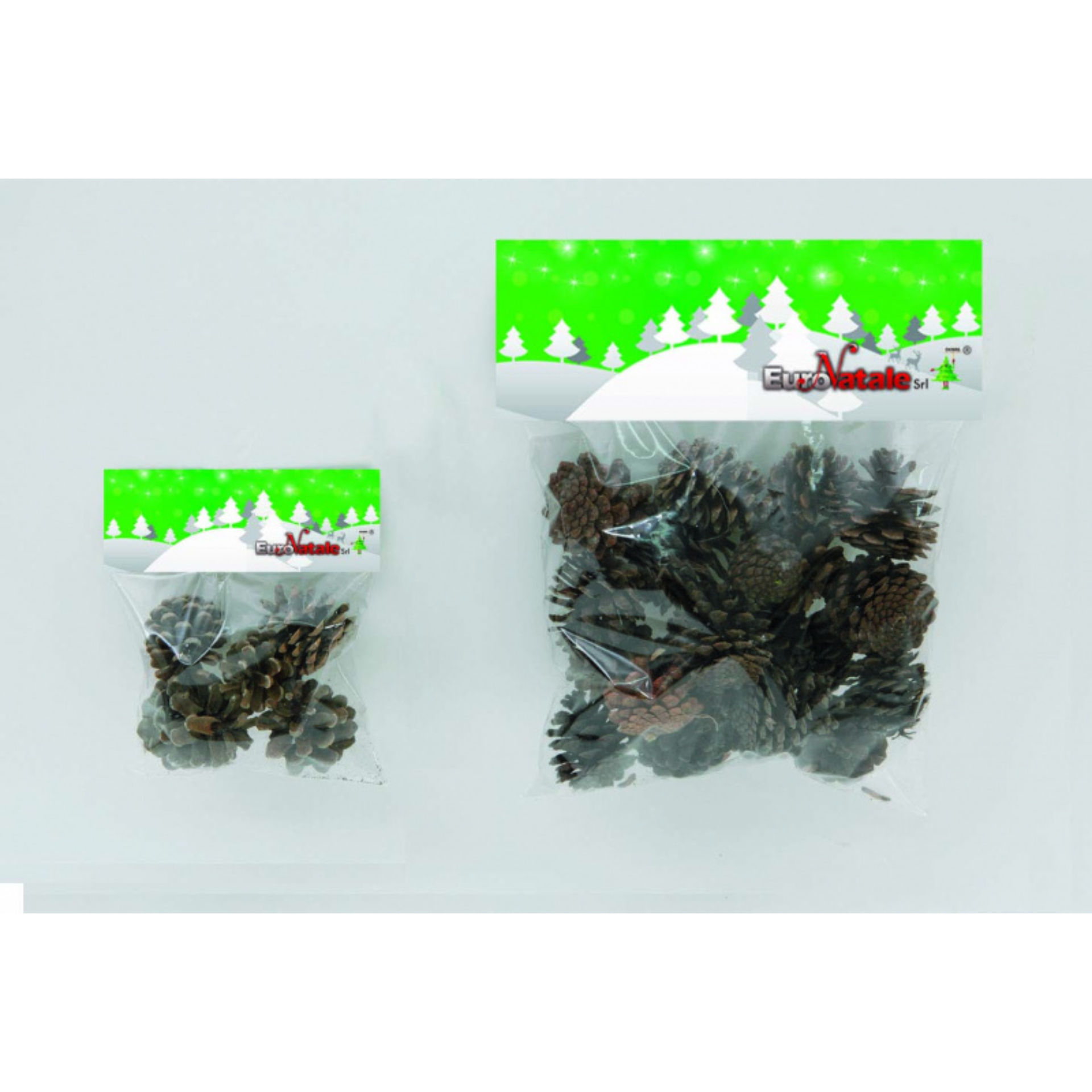 BUSTA 5 PIGNE CM.6 NATURALI IN BUSTA C/MANICHETTA