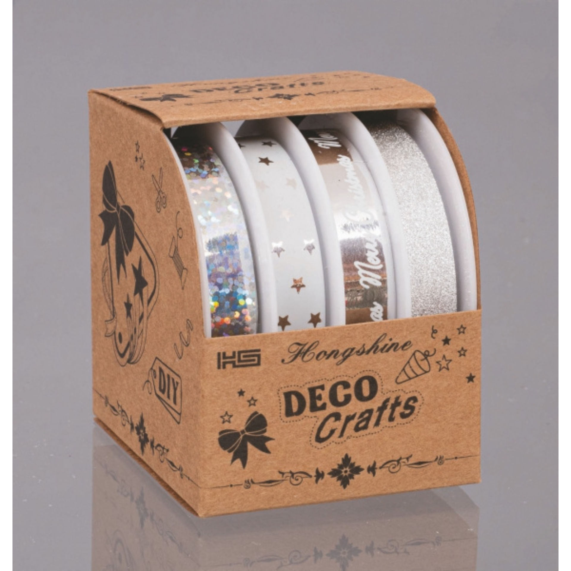 SET 4 NASTRINI PVC MM.10XMT.3 ARGENTO IN SC