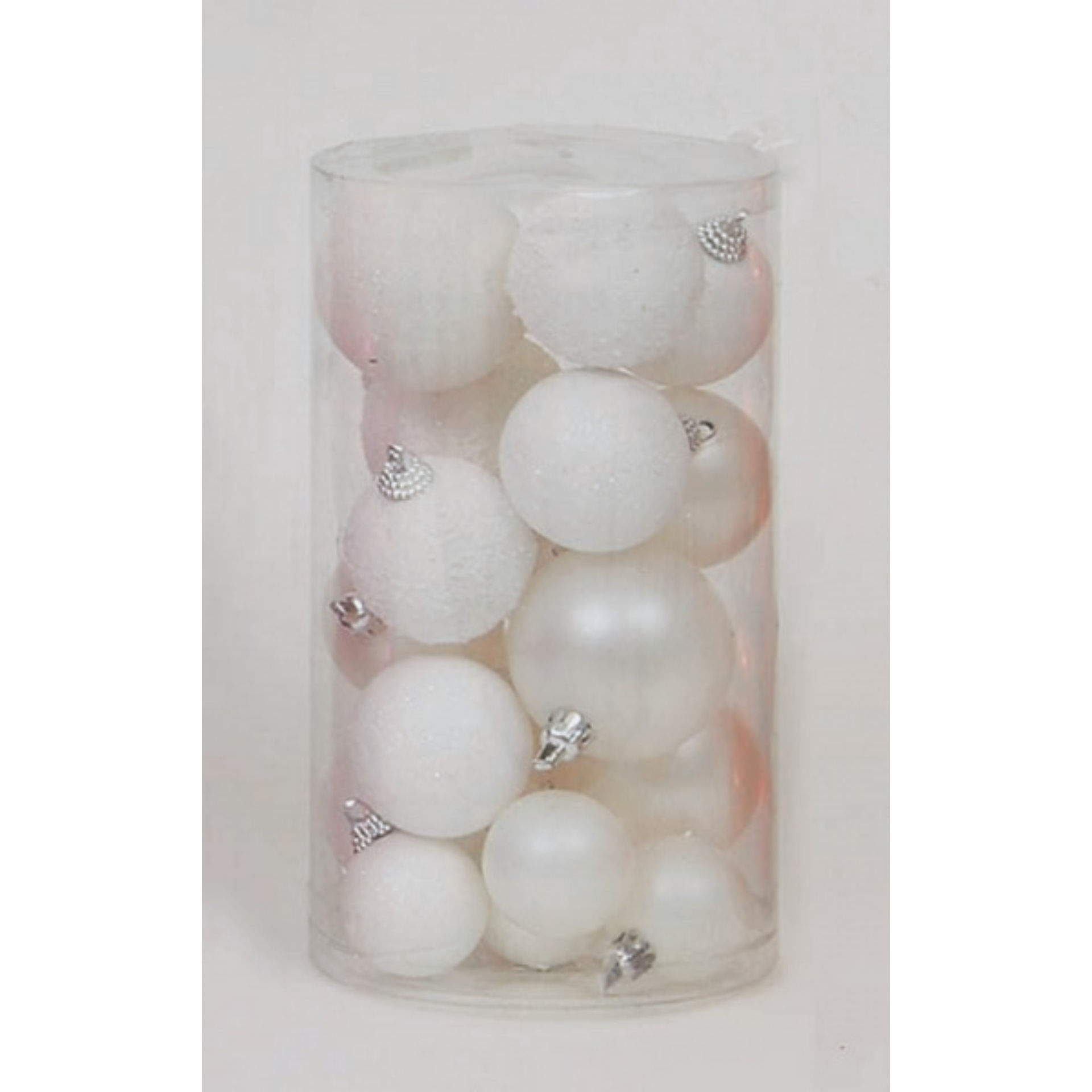 20 SFERE BIANCHE ASSORT.IN CILINDRO CM.12X21(10SF.