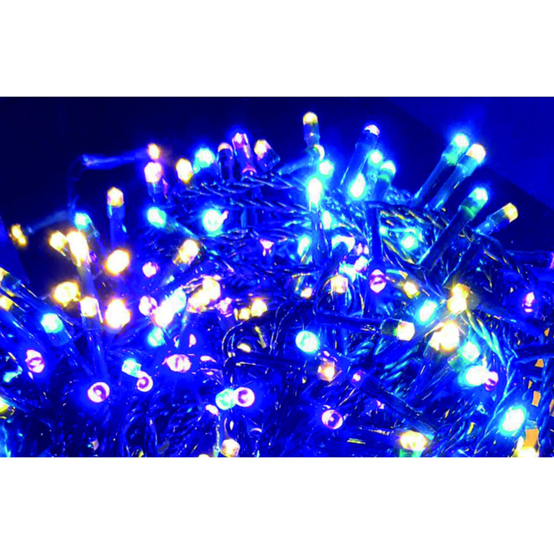 100 LED AZZURRO/B.CALDO/ROSA MT.3+2CAVO VERDE C/CO