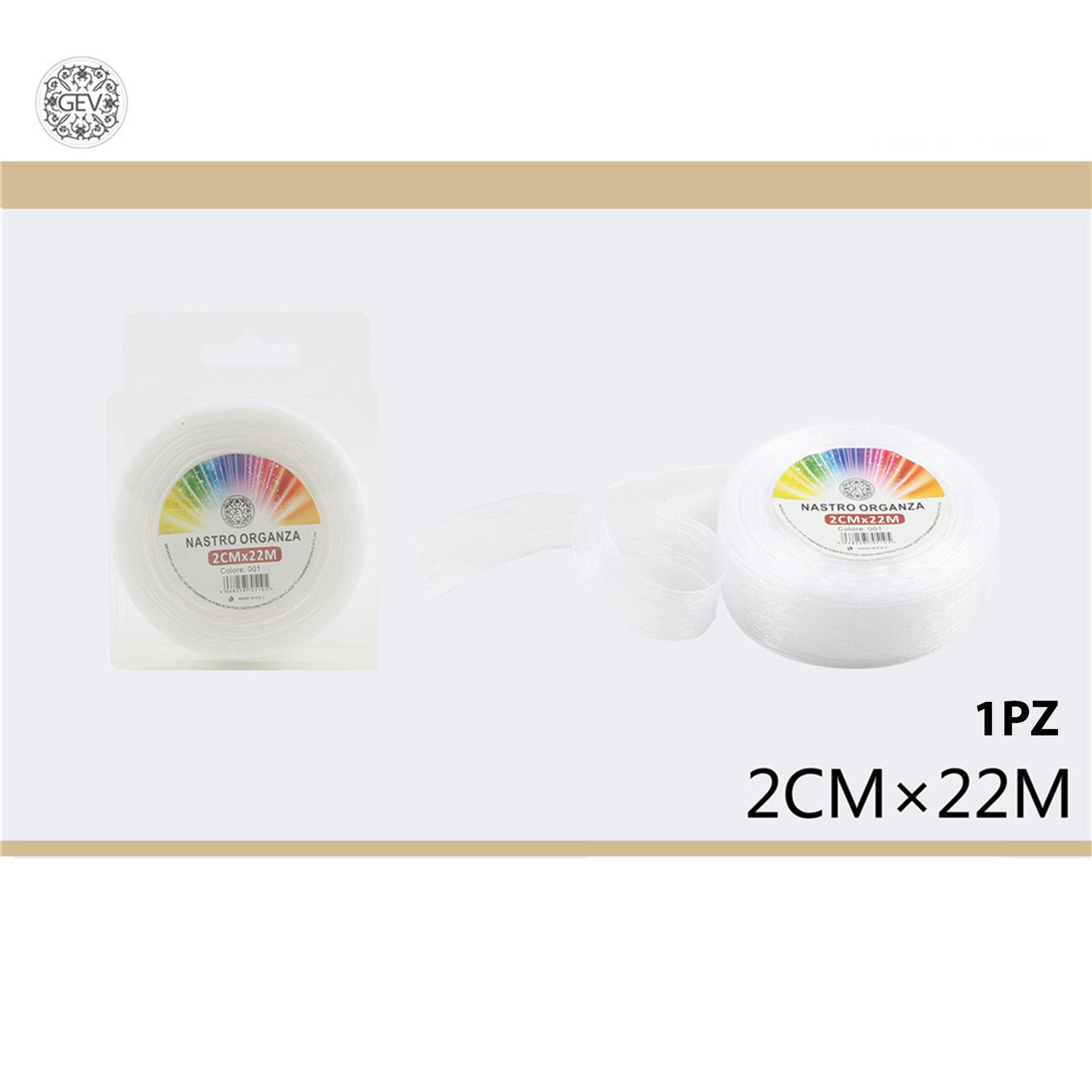 NASTRO ORGANZA 22M 2CM 001 BIANCO
