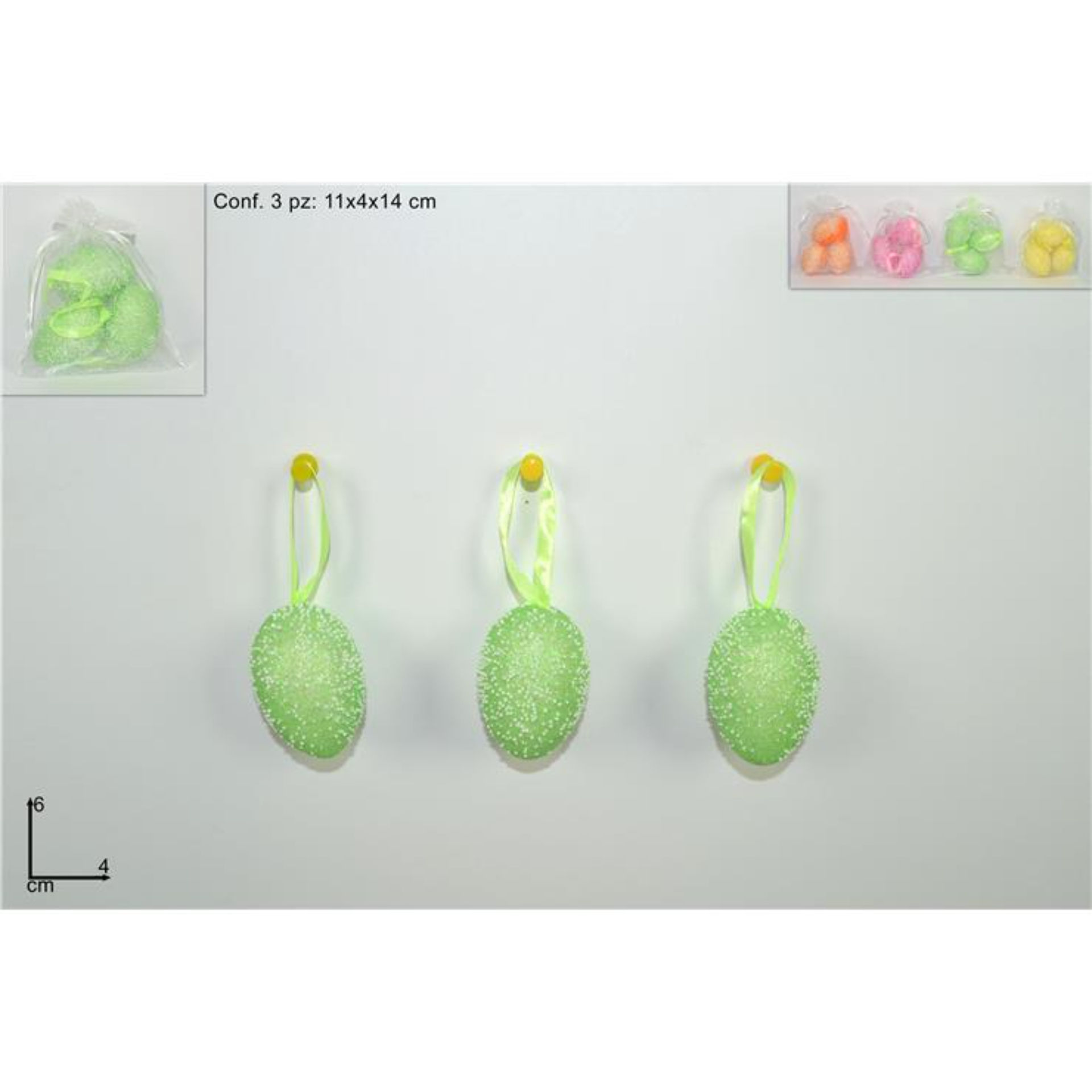 SACCHETTO 3 UOVA 6CM COL. ASS. ART.SXE13434BBM