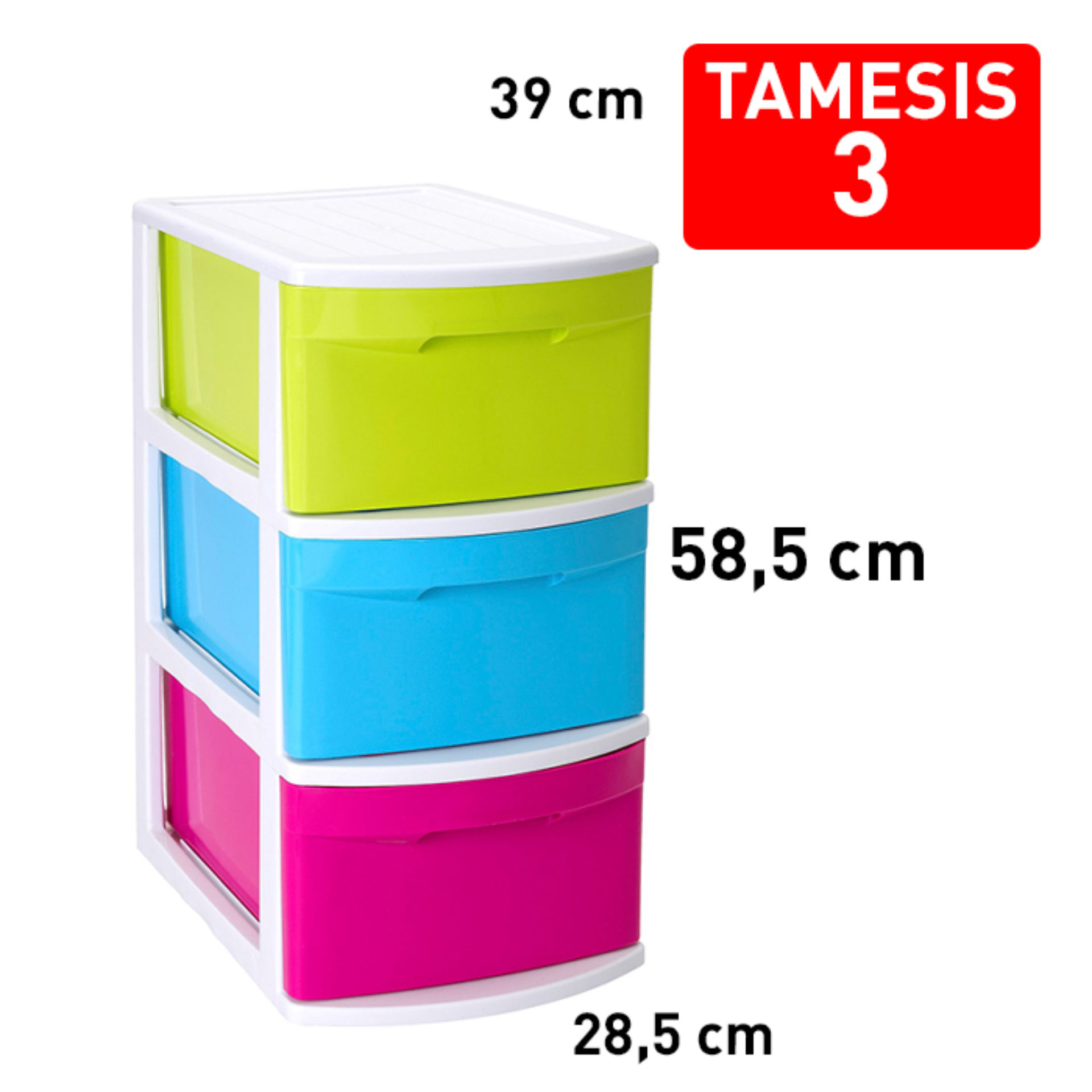 CASSETTIERA 3 CASSETTI TAMESIS BIANCOLOREPlastic Forte