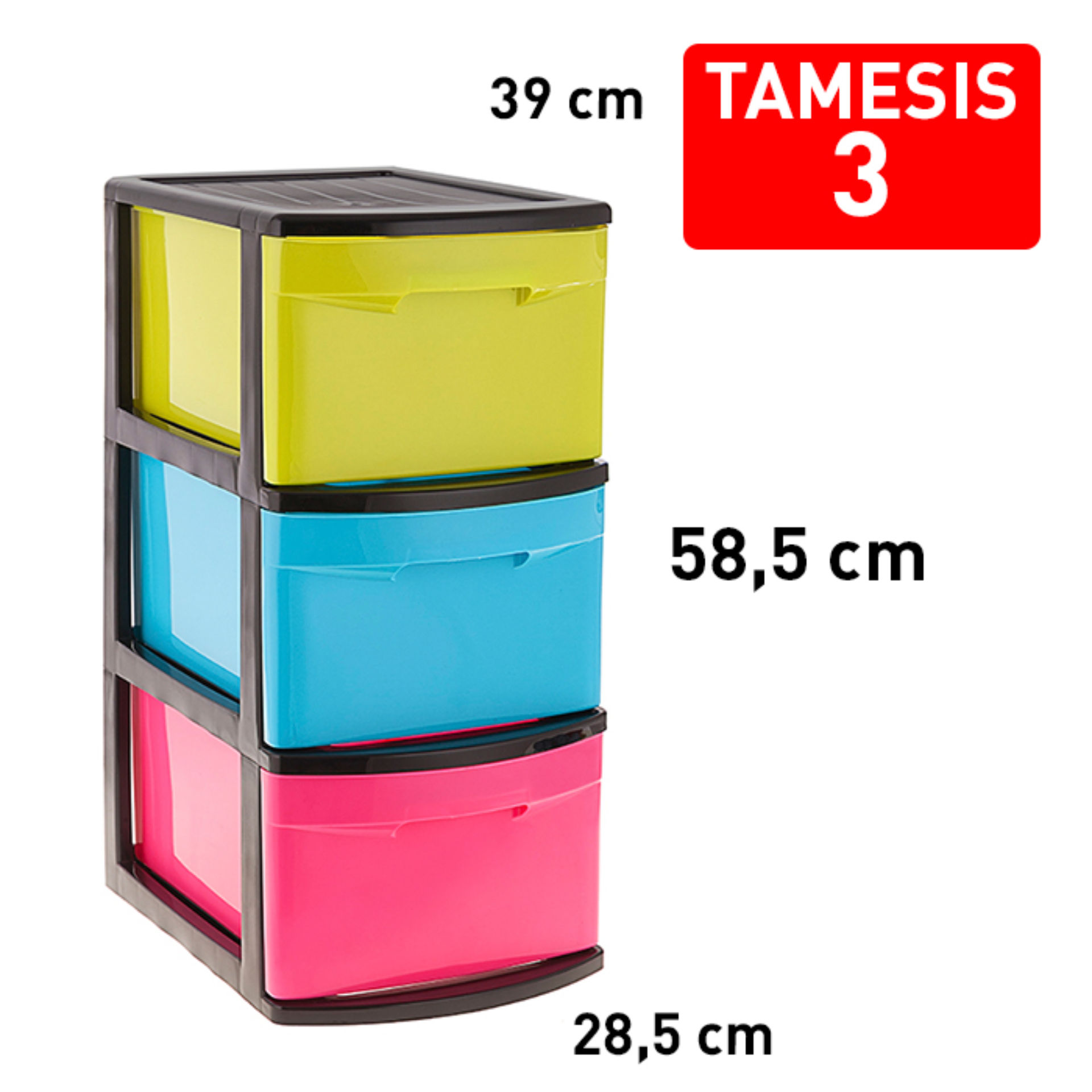 CASSETTIERA 3 CASSETTI TAMESIS NEGROCOLORPlastic Forte