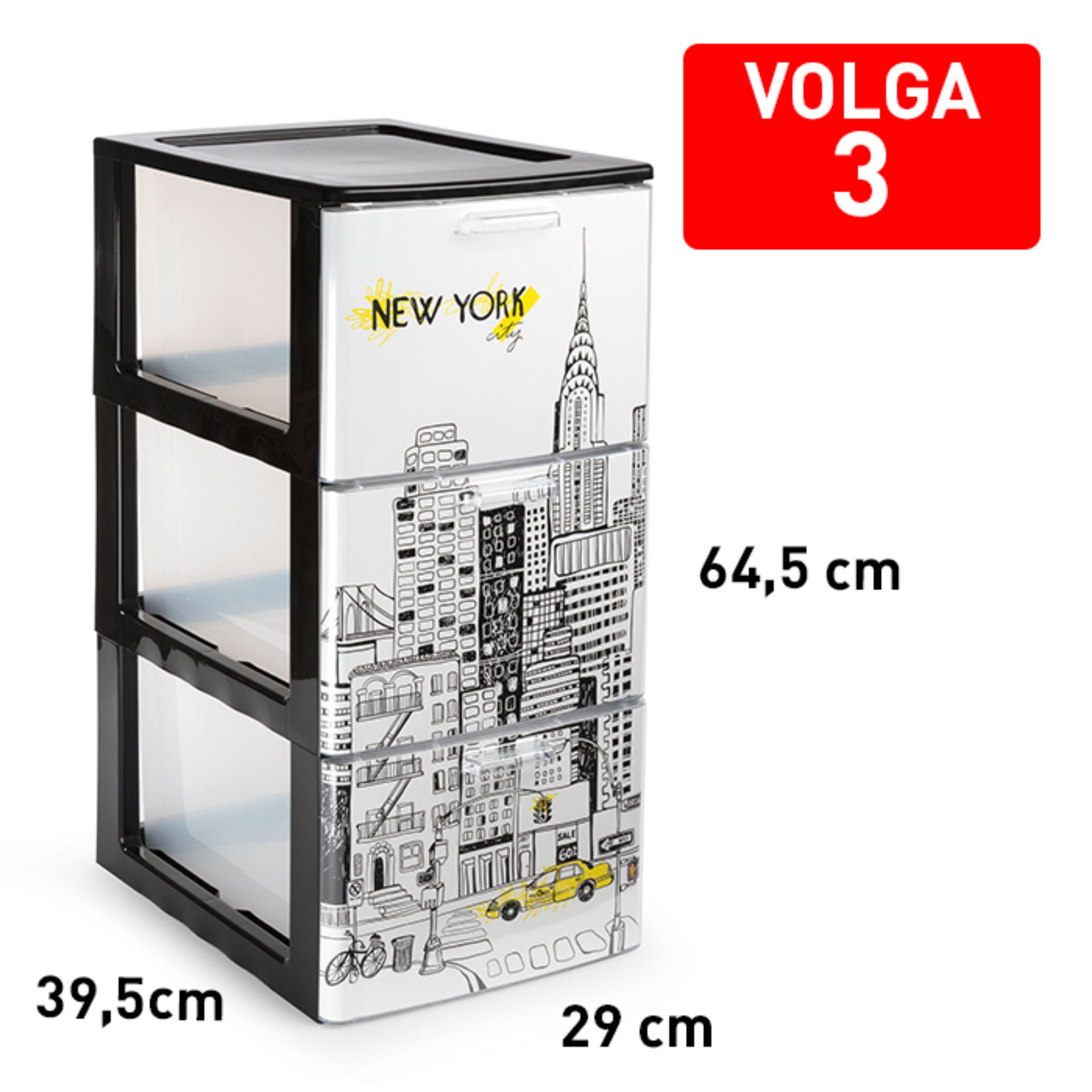 CASSETTIERA 3 CASSETTI VOLGA DECO13Plastic Forte