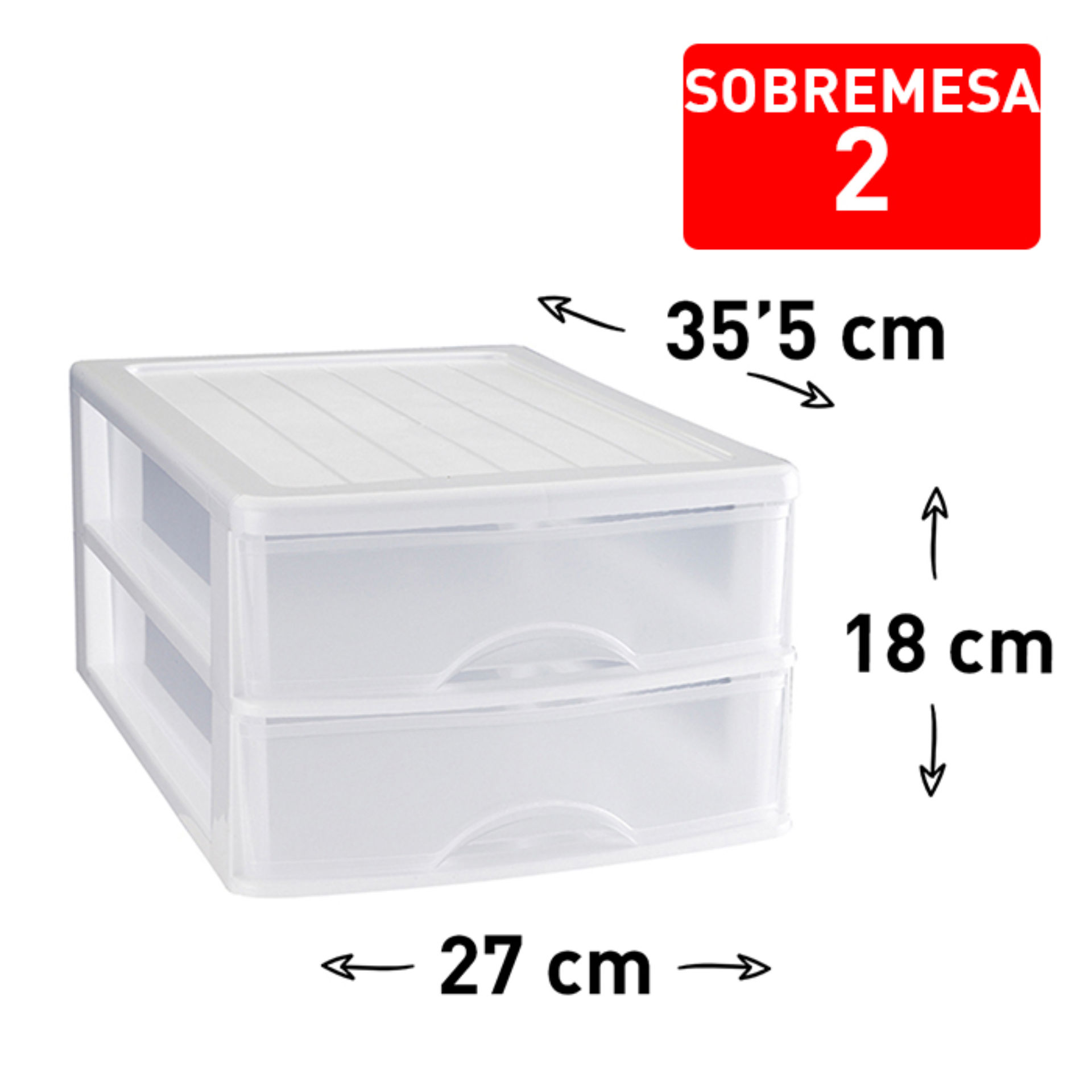 CASSETTIERA DA SCRIVANIA 2 CASSETTI BIANCOPlastic Forte