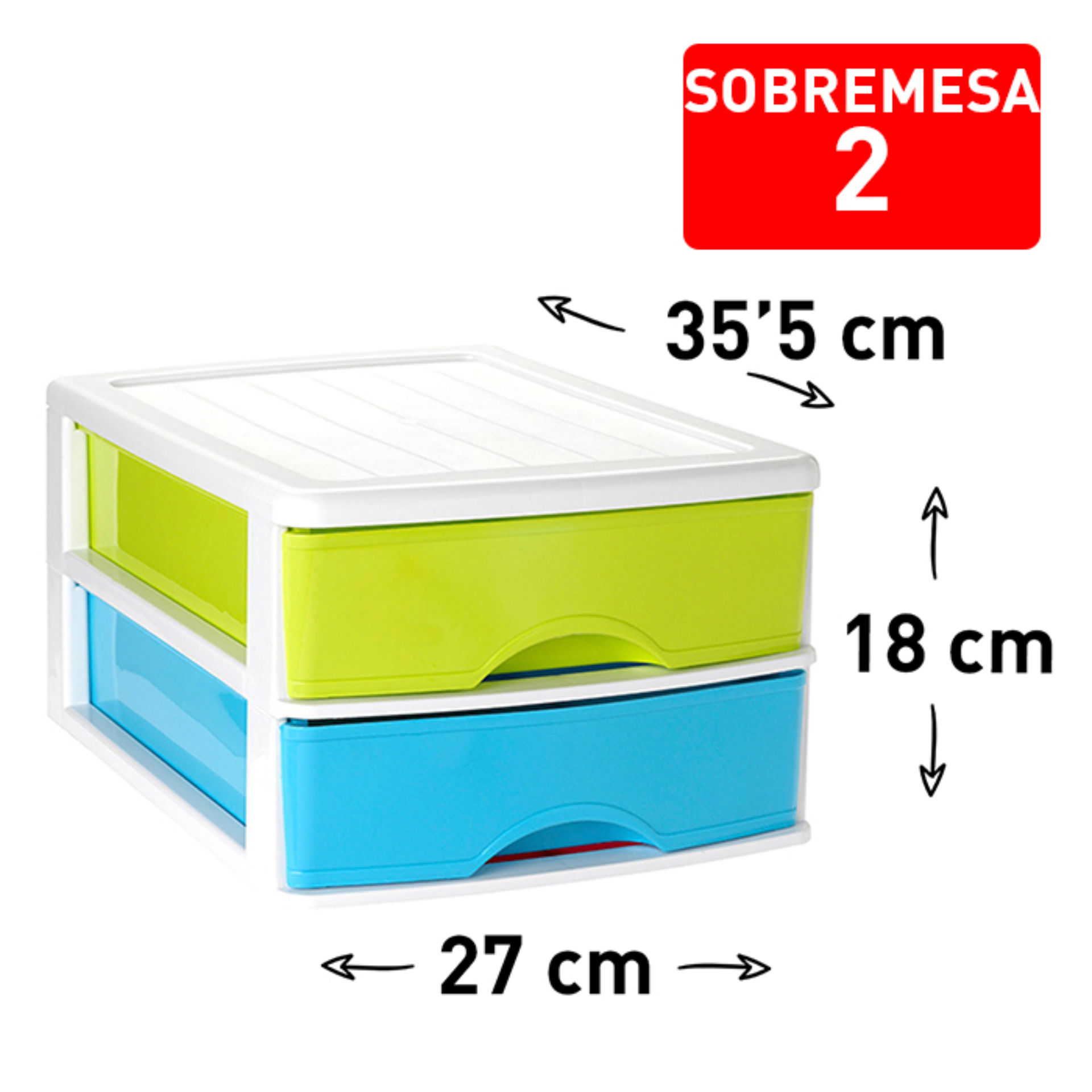 CASSETTIERA DA SCRIVANIA 2 CASSETTI BIANCOLOREPlastic Forte