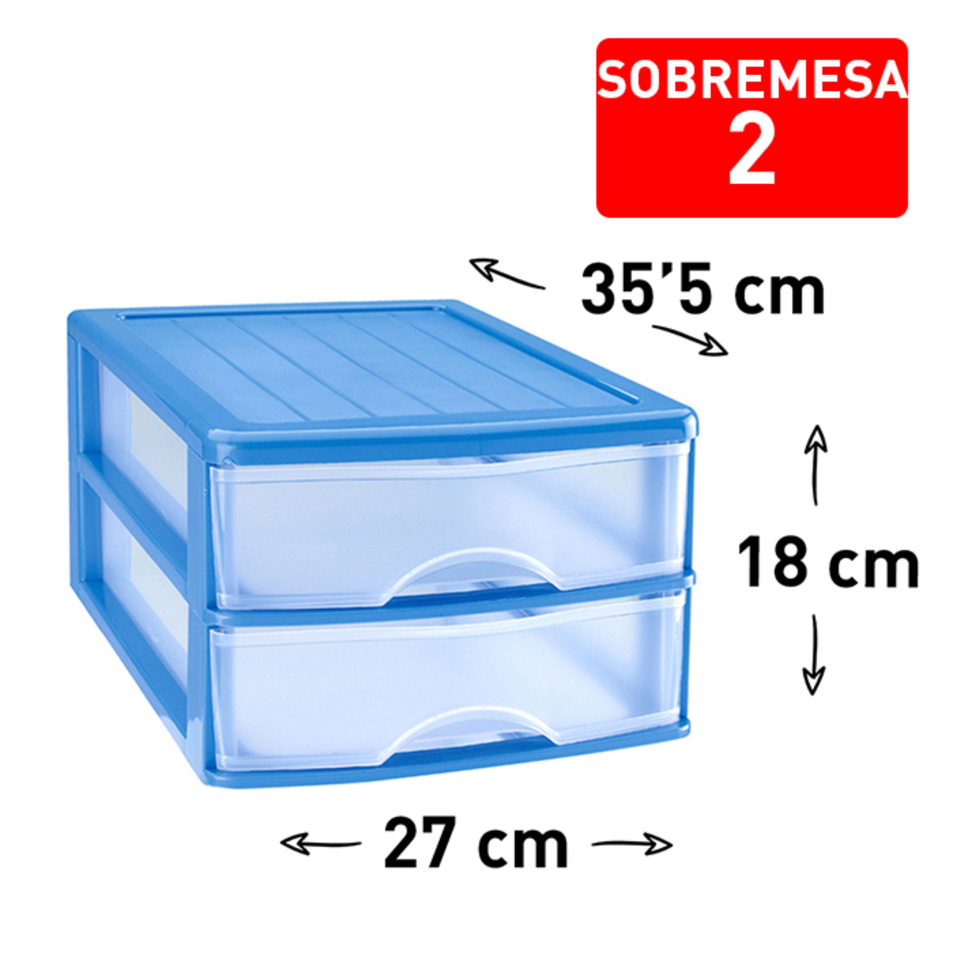 CASSETTIERA DA SCRIVANIA 2 CASSETTI BLU CAJPlastic Forte