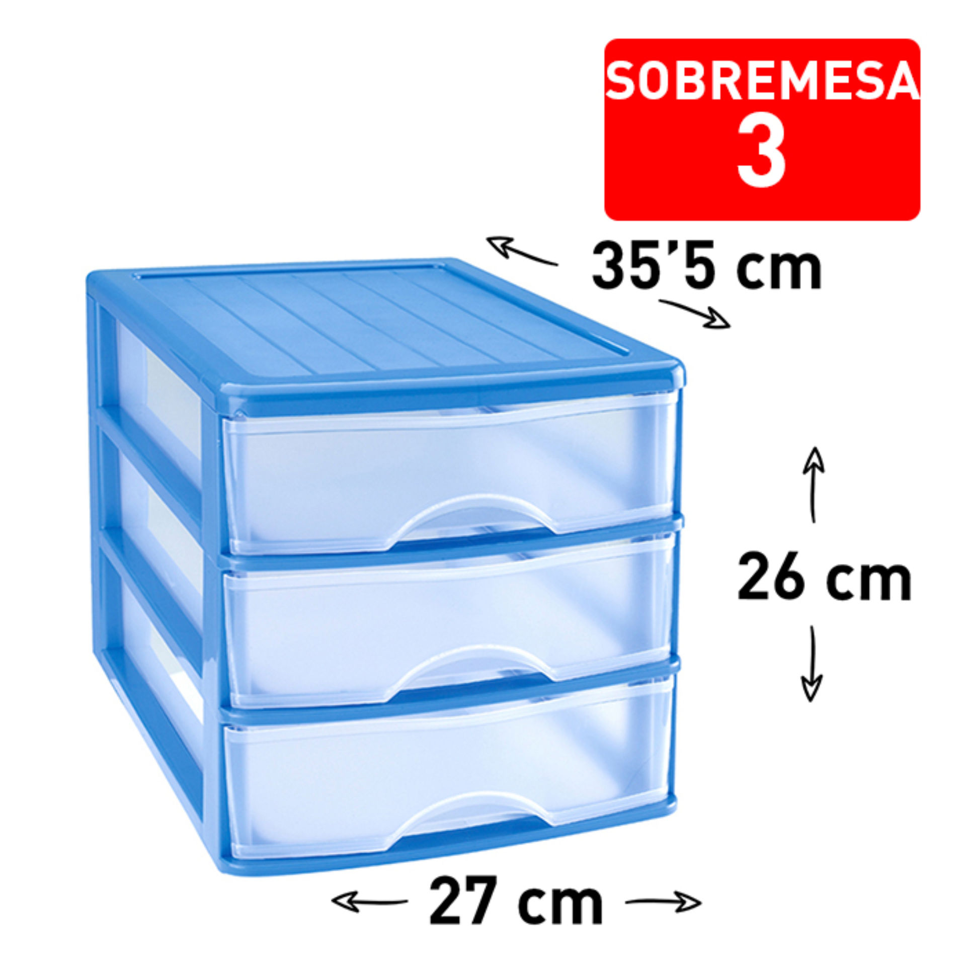 CASSETTIERA DA SCRIVANIA 3 CASSETTI BLU CAJPlastic Forte