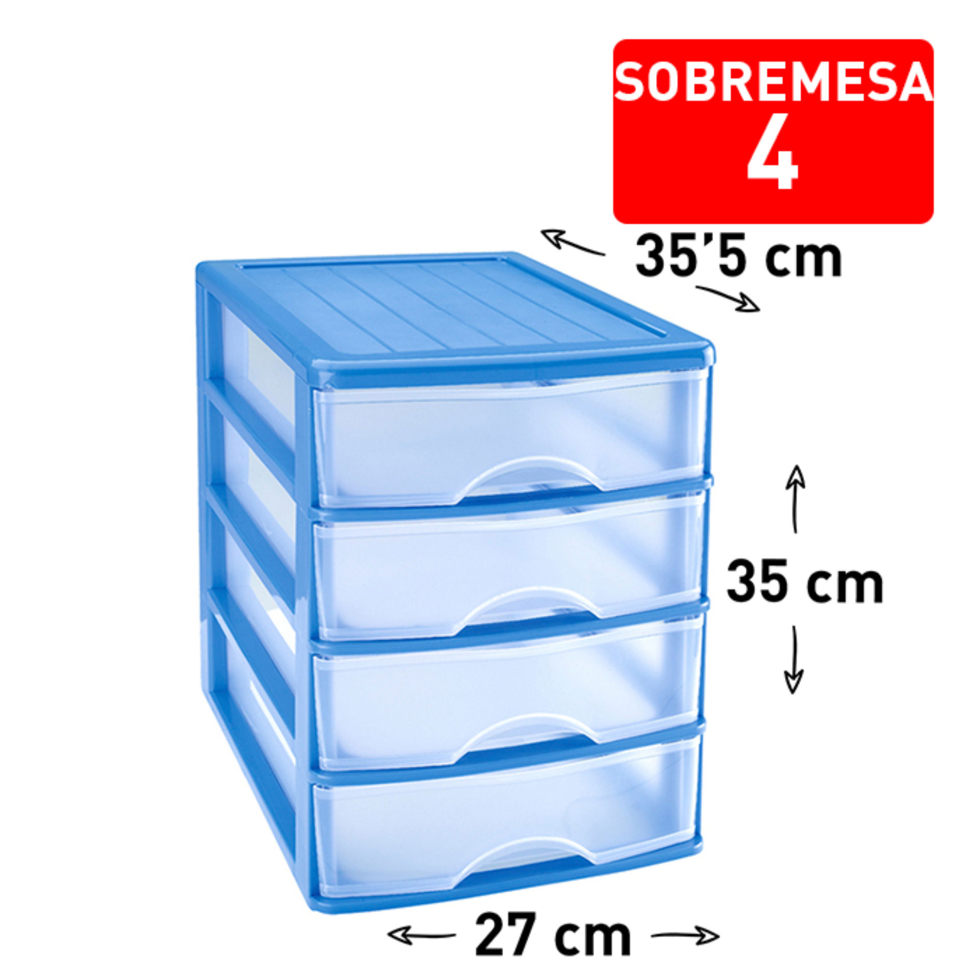 CASSETTIERA DA SCRIVANIA 4 CASSETTI BLU CAJPlastic Forte