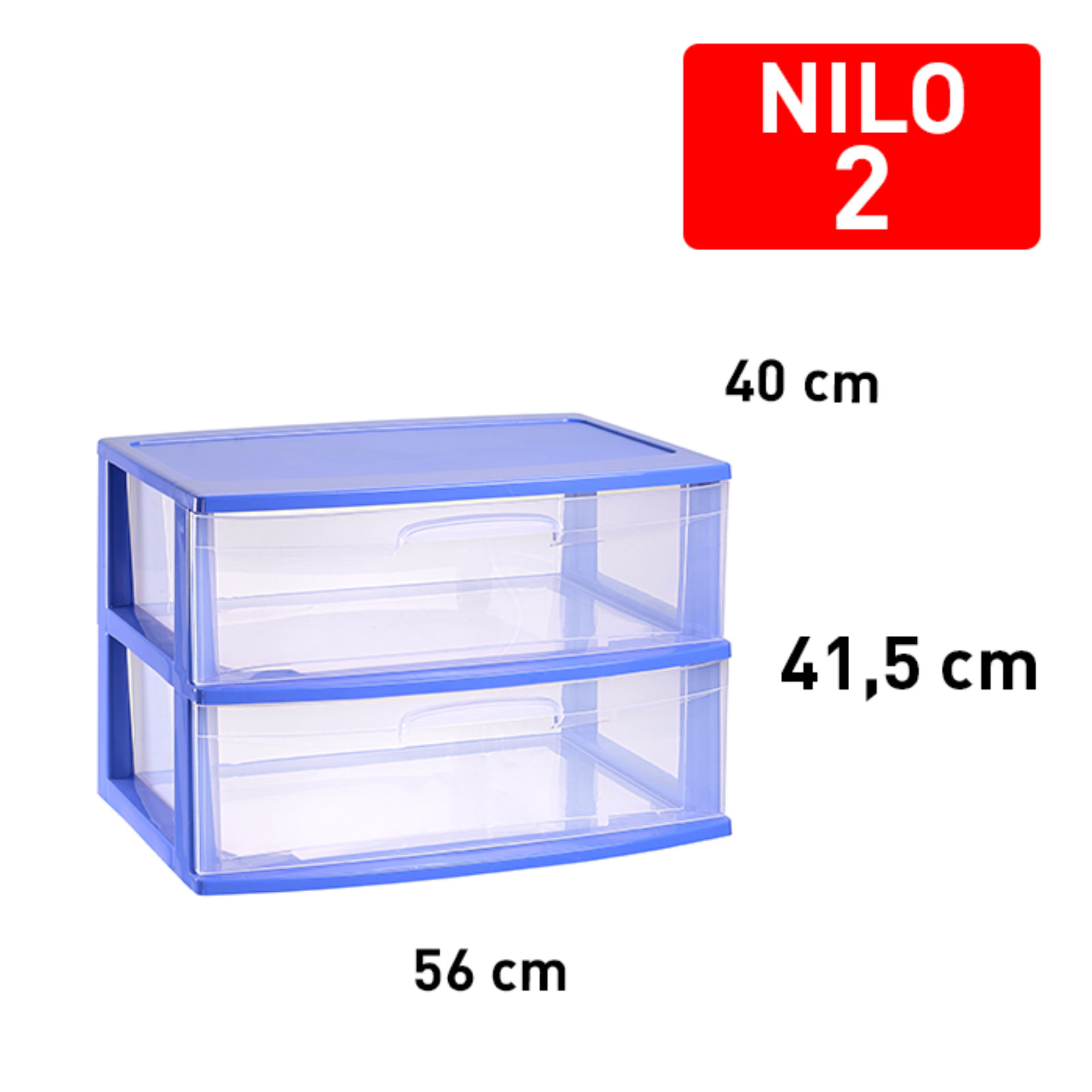 CASSETTIERA NILO 2 CASSETTI BLU CAJPlastic Forte