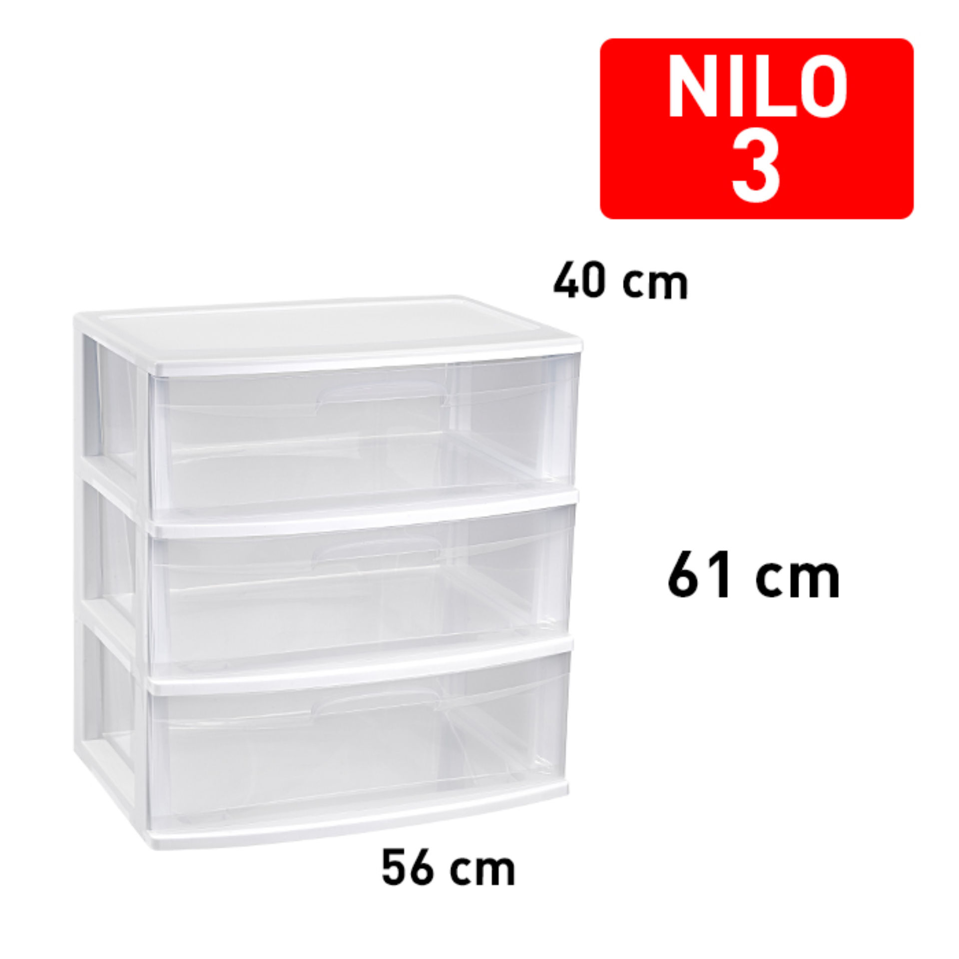 CASSETTIERA NILO 3 CASSETTI BIANCOPlastic Forte