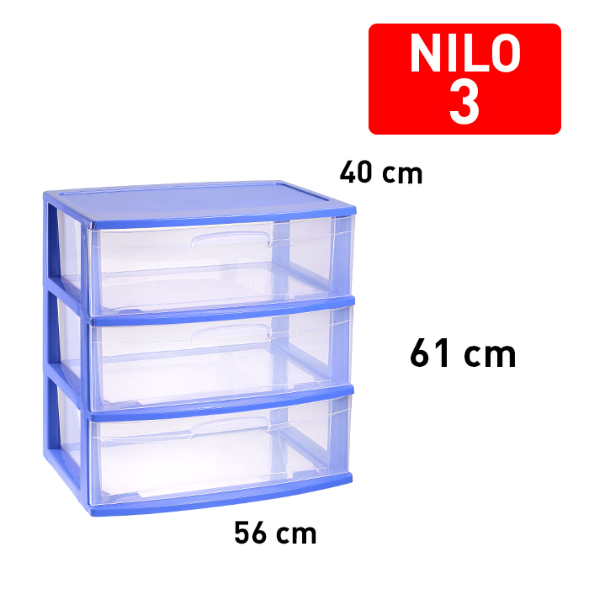 CASSETTIERA NILO 3 CASSETTI BLU CAJPlastic Forte