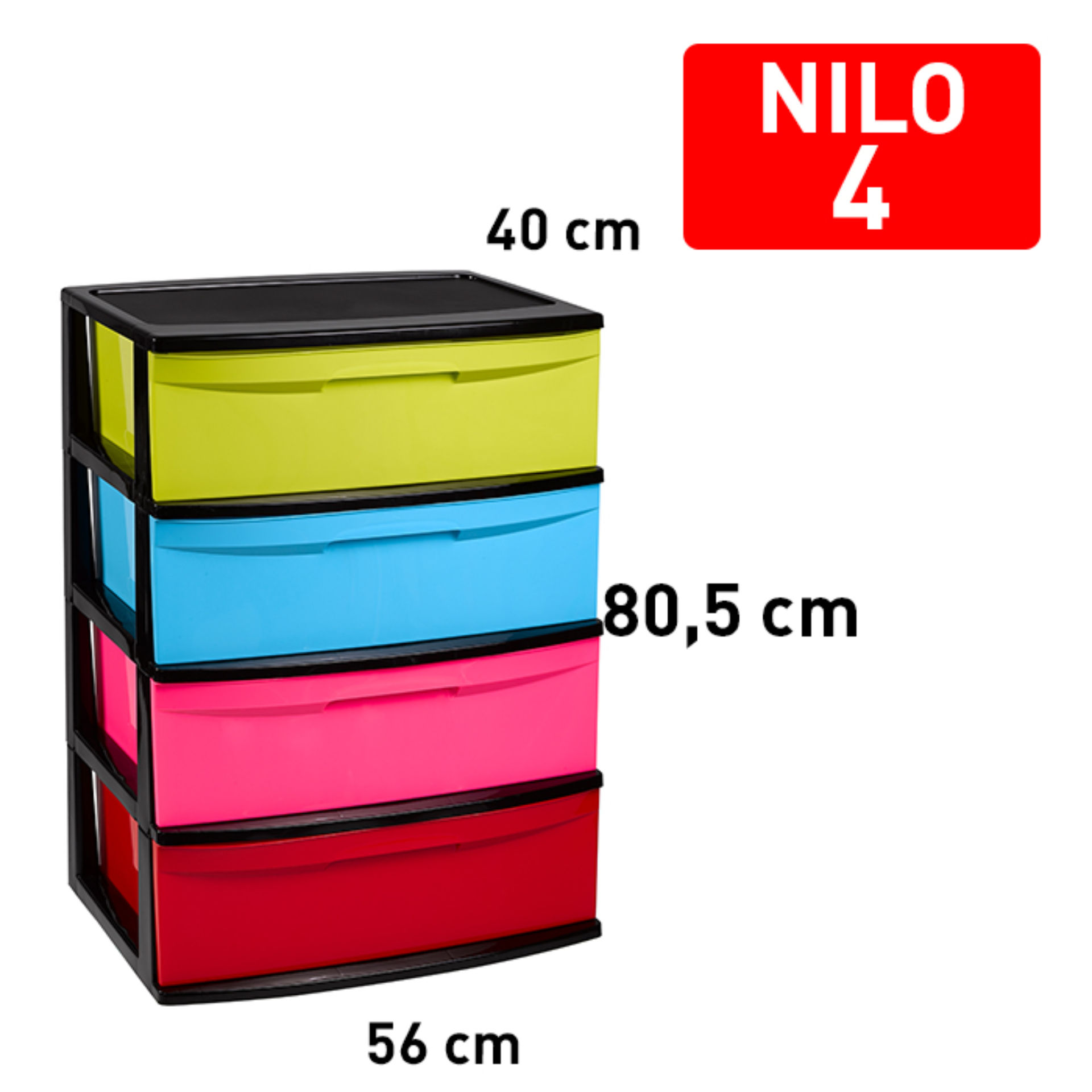 CASSETTIERA NILO 4 CASSETTI NEGROCOLORPlastic Forte
