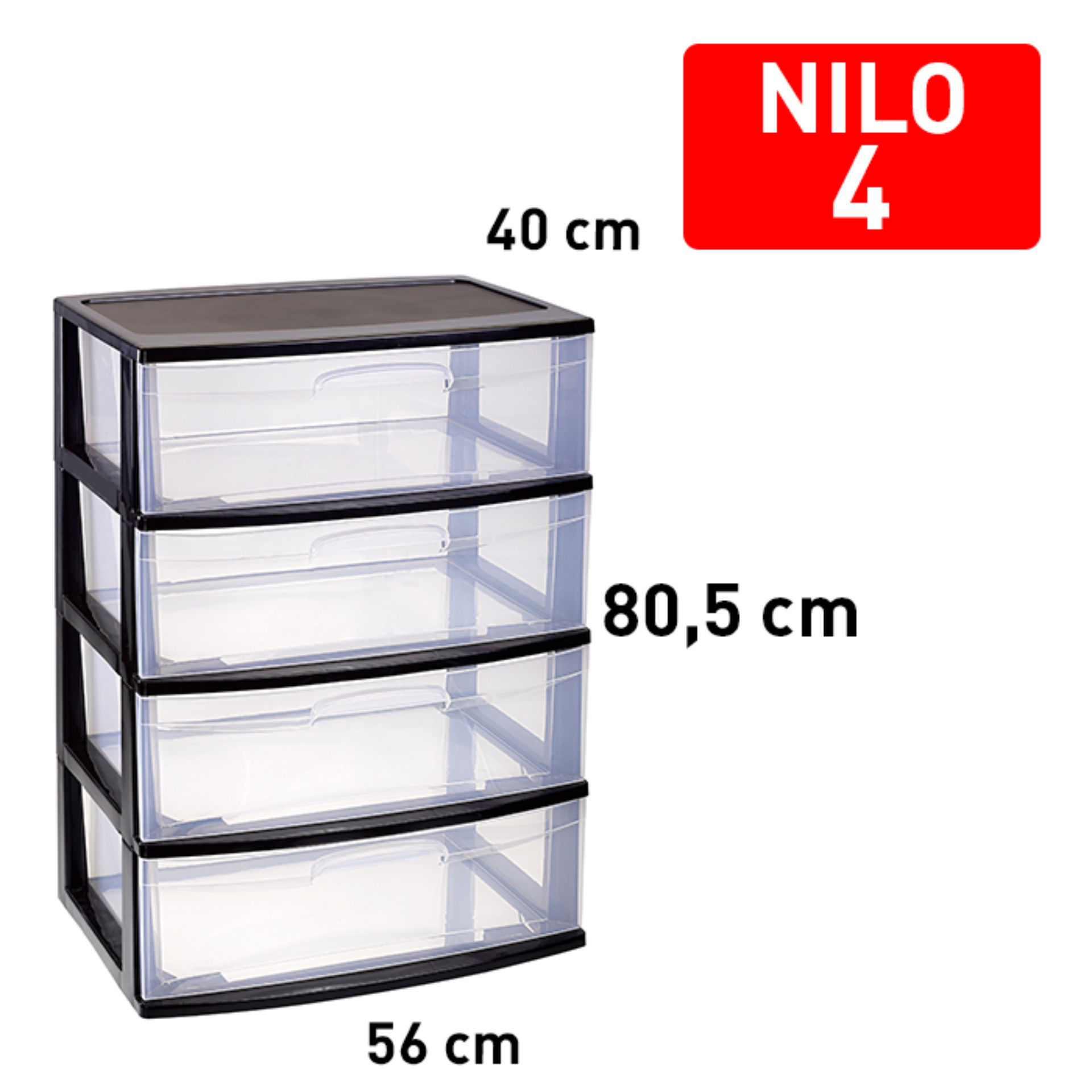 CASSETTIERA NILO 4 CASSETTI NEROPlastic Forte