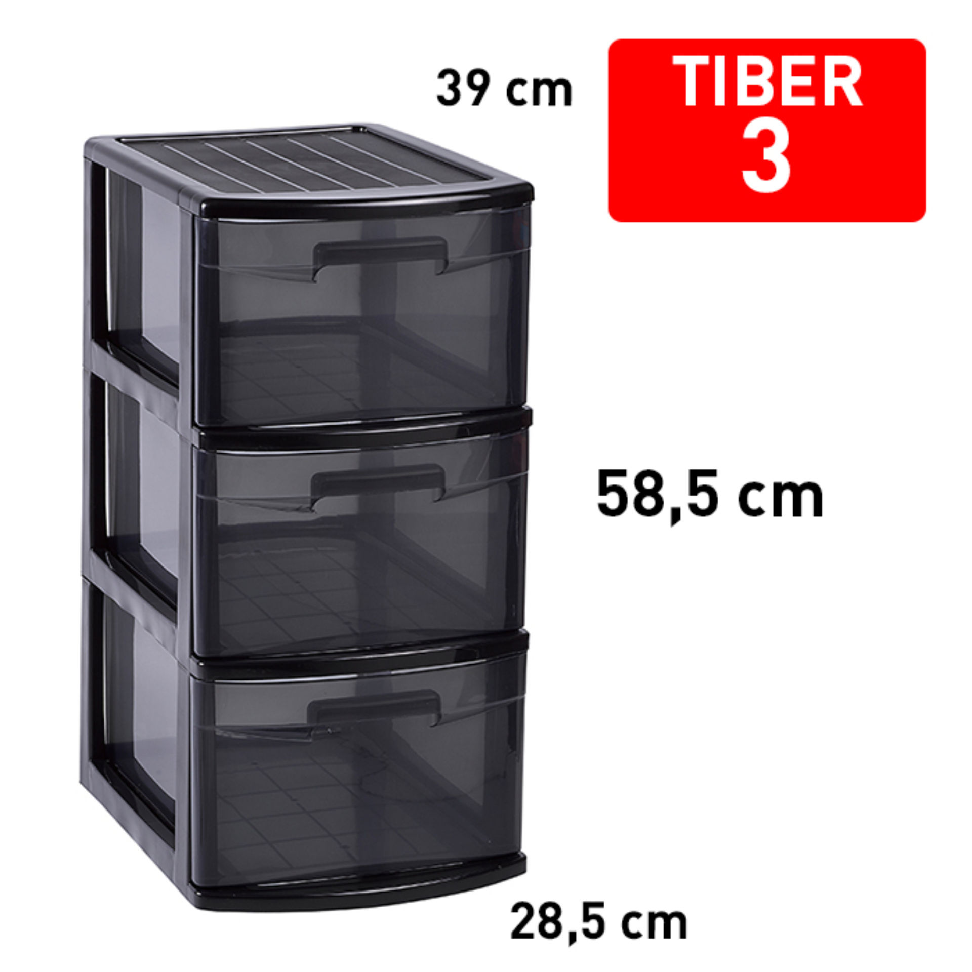 CASSETTIERA TIBER 3 CASSETTI GRIS TRAS F18Plastic Forte