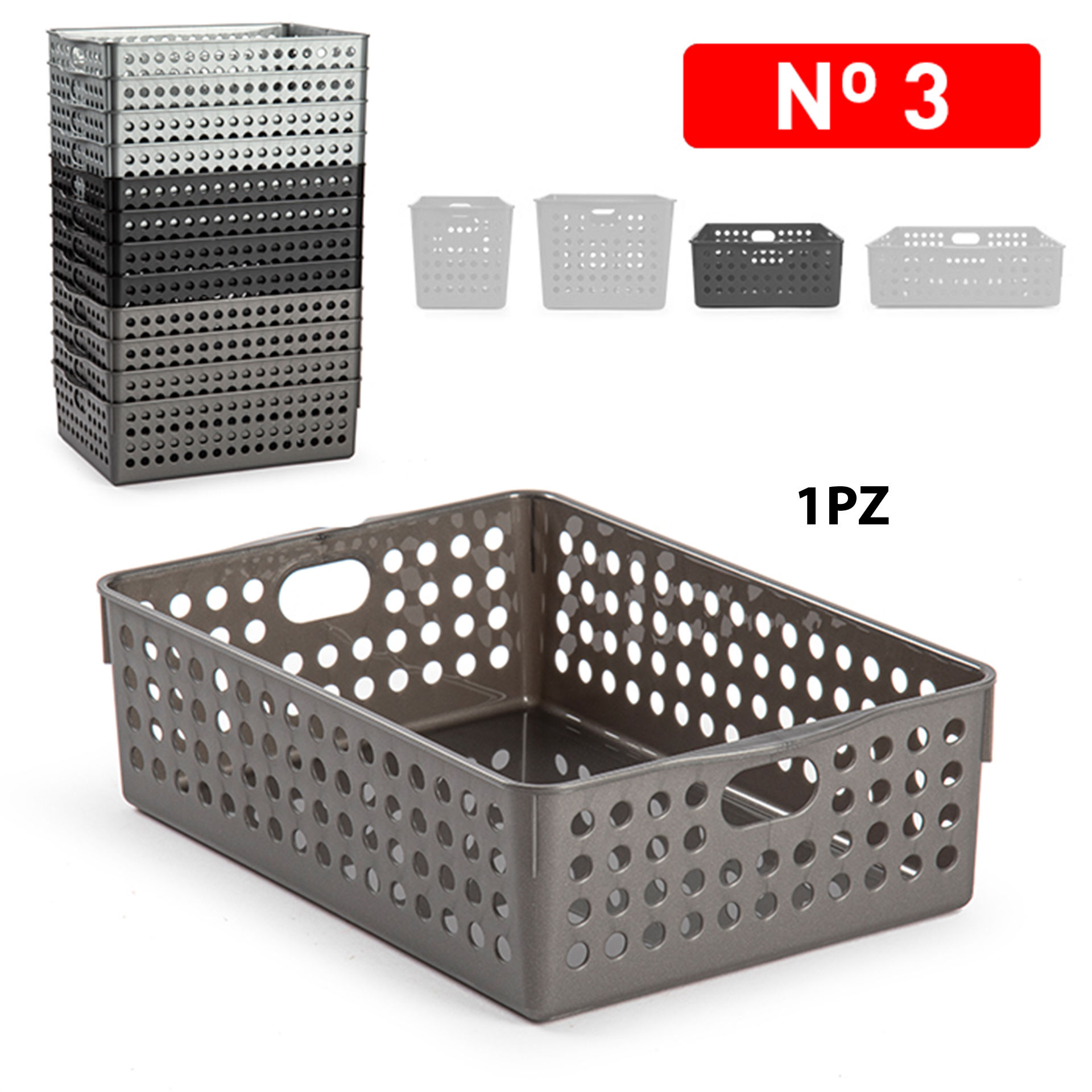 CESTA ORDINAZIONE ATLAS N 3 ARGENTO-ANTRACITE-NEROPlastic Forte