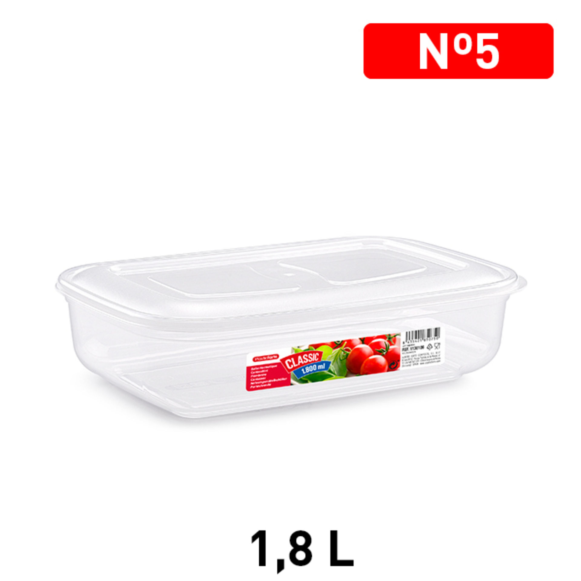 CONTENITORE CLASSIC 1,8 L TRASPARENTEPlastic Forte