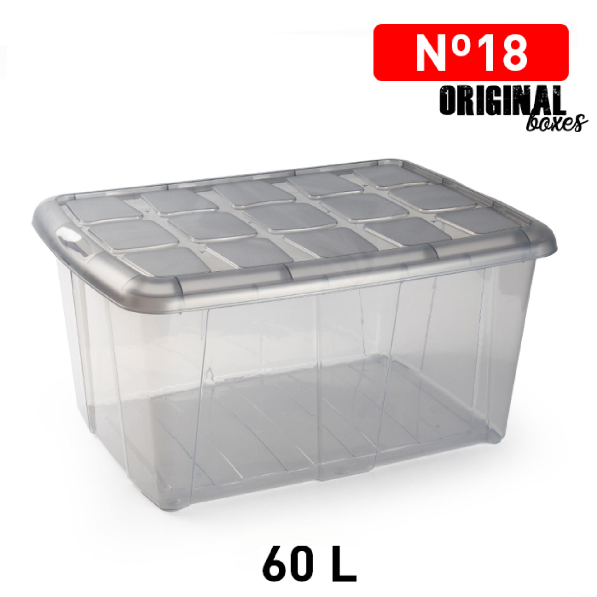 SCATOLA MULTIUSO N  18 60L GRIS TRAS F18Plastic Forte