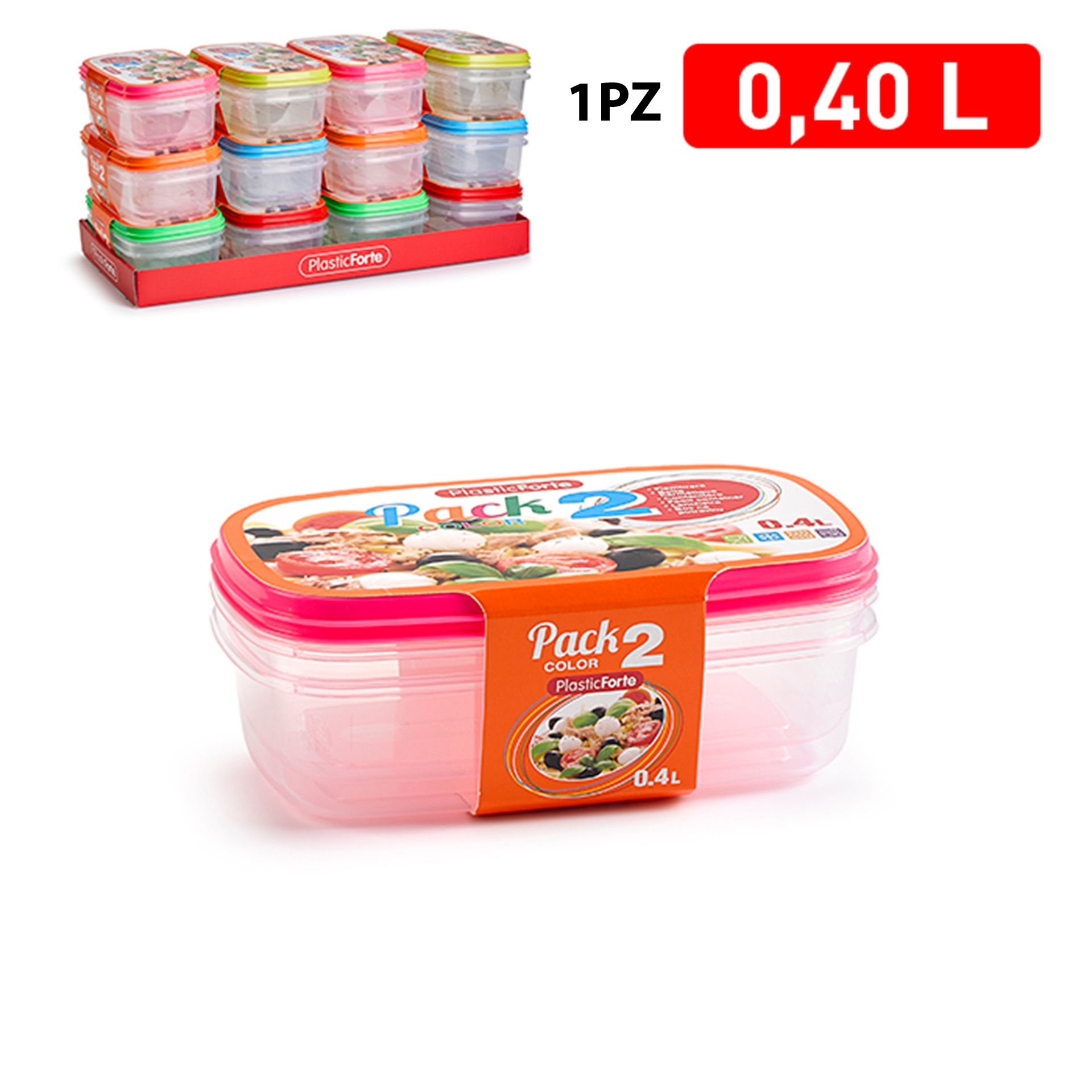PACK 2 CONTENITORI 0,4 LPlastic Forte