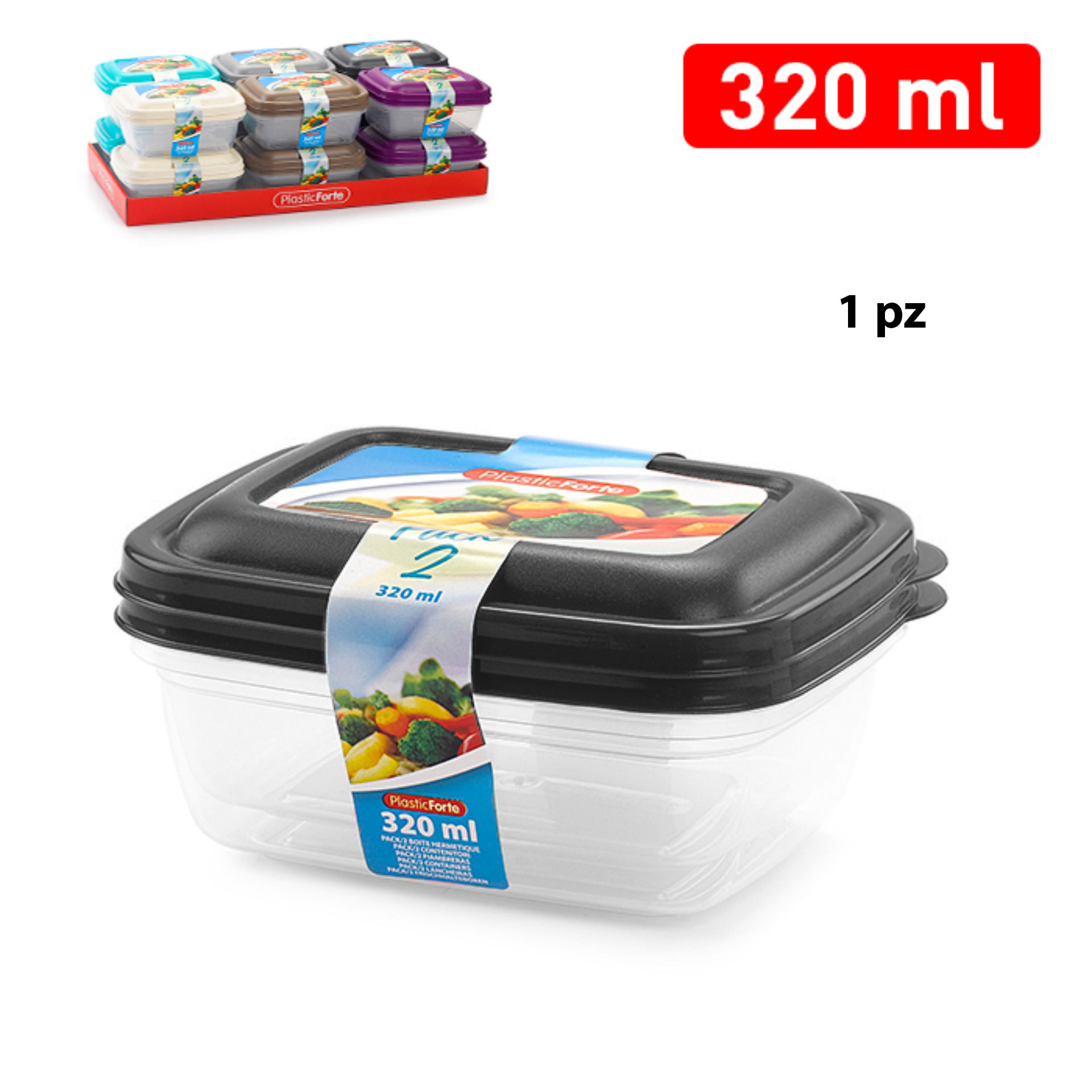 SET 2 CONTENITORI 320 ML GAMMA ELEGANCEPlastic Forte