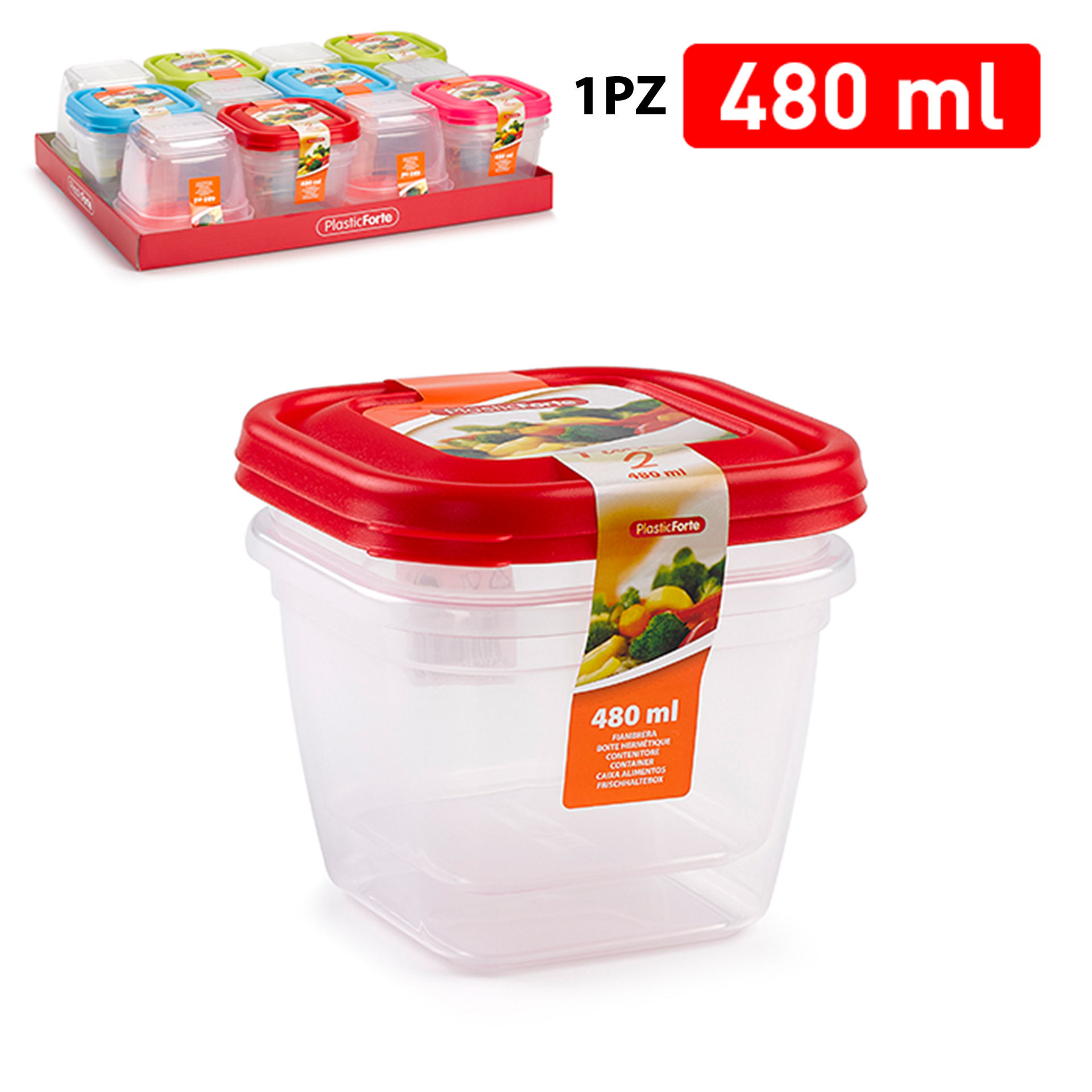 SET 2 CONTENITORI QUADRATI 480 MLPlastic Forte