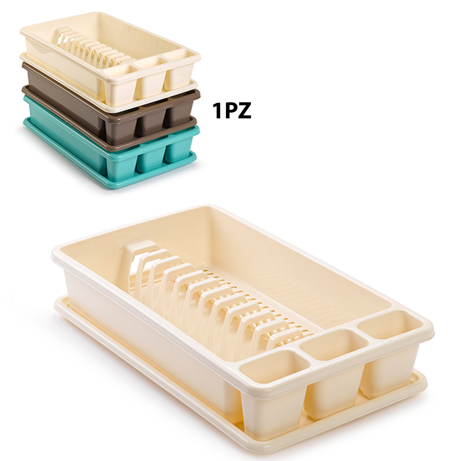 SCOLAPIATTI RETTANGOLARE MEDIO TURQ-TOPO-BEIGPlastic Forte