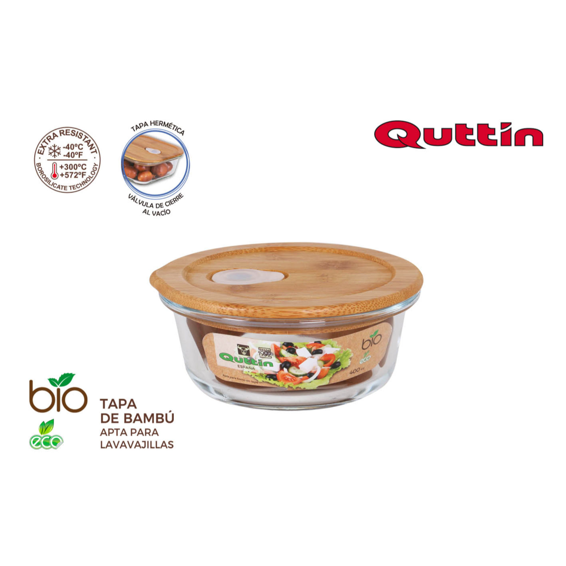 FIAMBR.RED.BOROSILICATO TAPA BAMBU 13.5CM  QUTTINQuittin