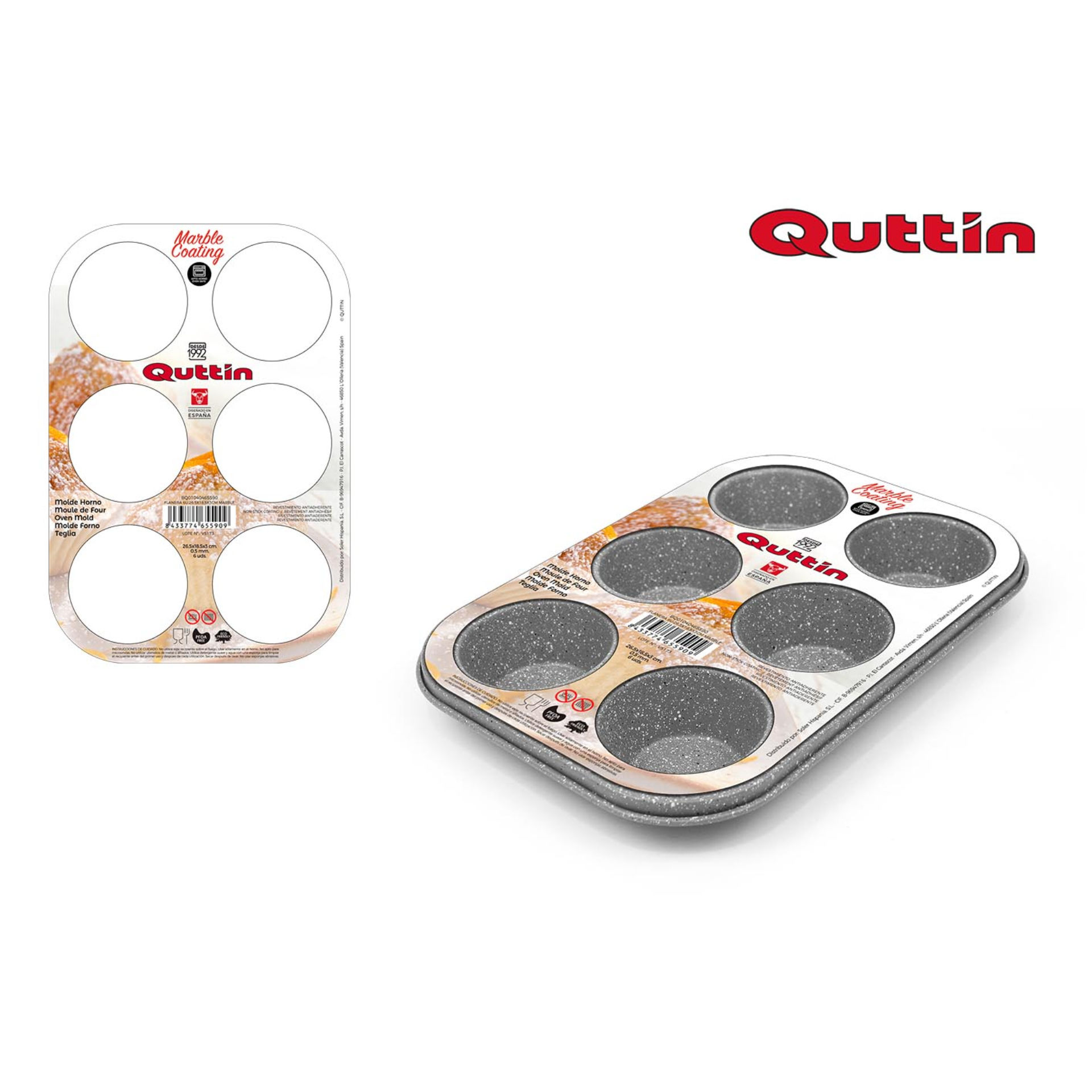 TEGLIA 6 MUFFINS 26.5X18.5 MARBLE QUTTINSoler