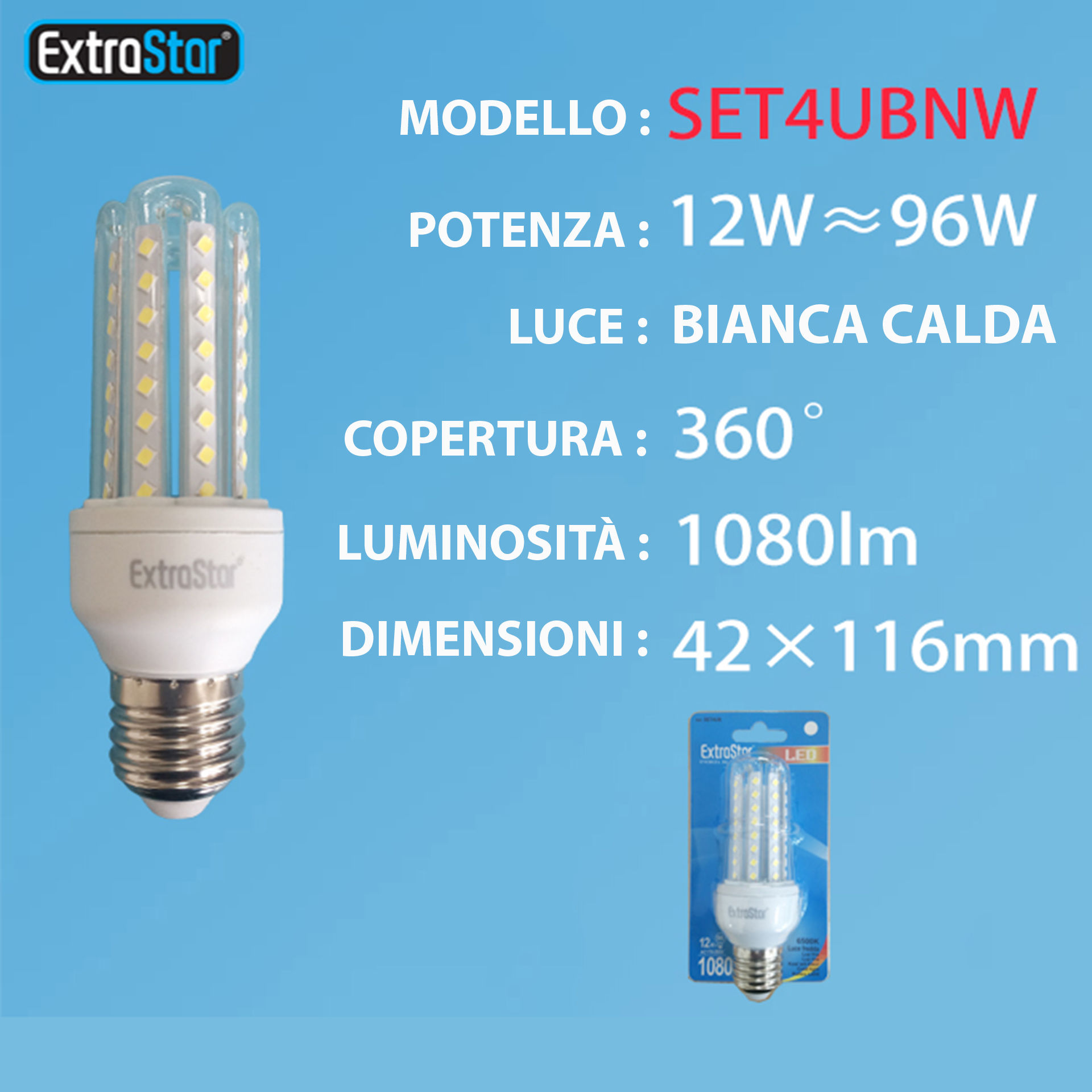 LAMPADA DI LED E27 12W LUCE NATURALEExtrastar