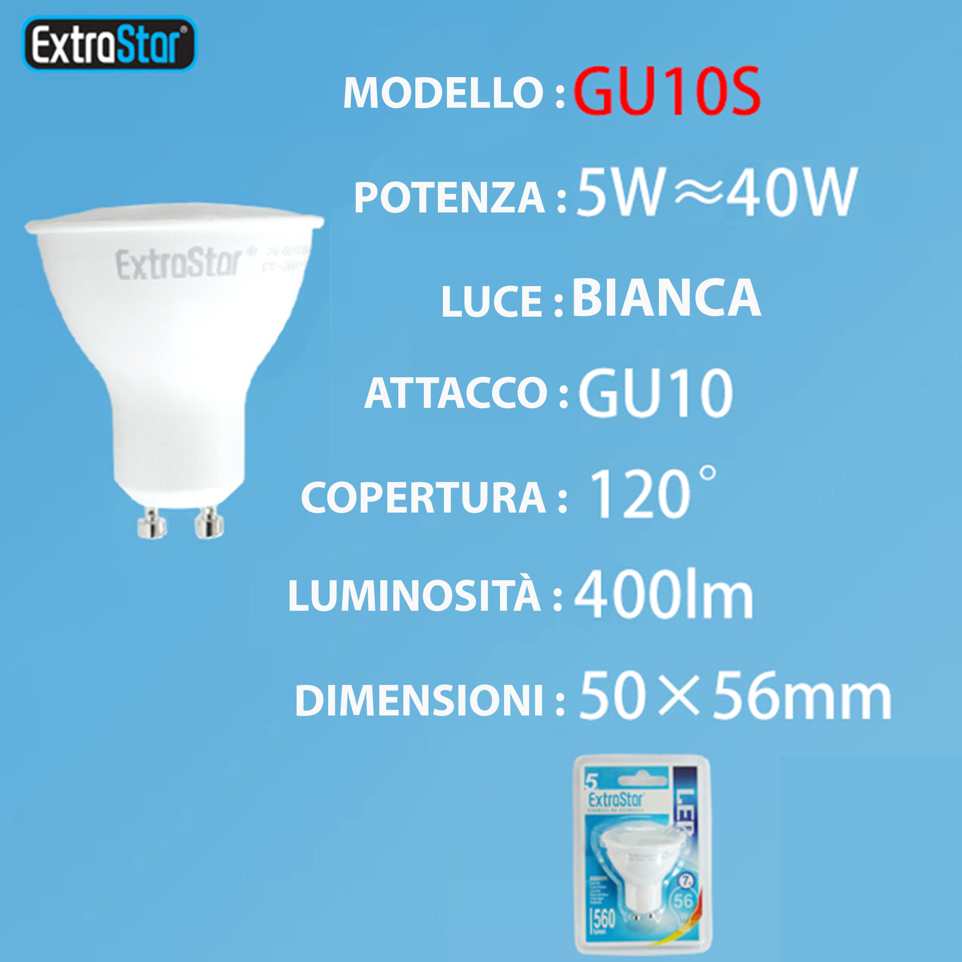LAMPADINA LED 5W 400LM 6500KExtrastar