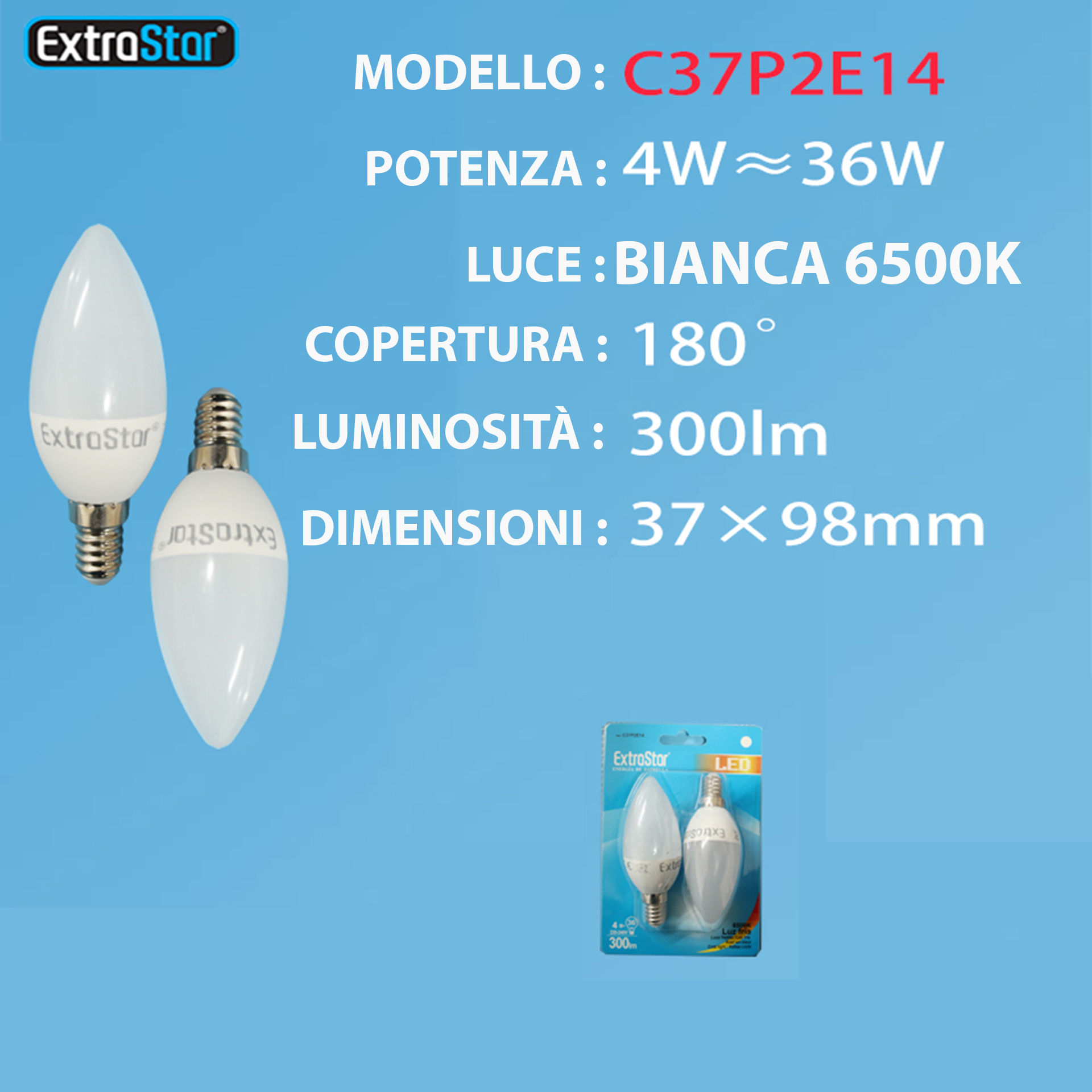 LAMPADINA LED E14 4W 300LM  2U LUCE FREDDAExtrastar