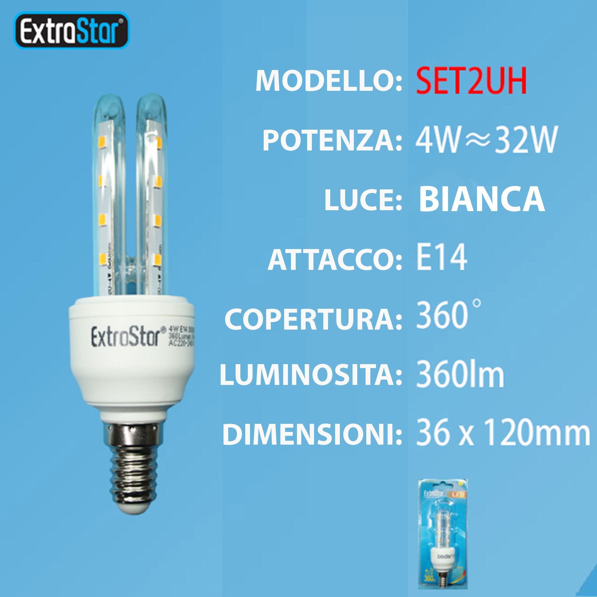 LAMPADINA LED E14 4W 360LM LUCE FREDDAExtrastar