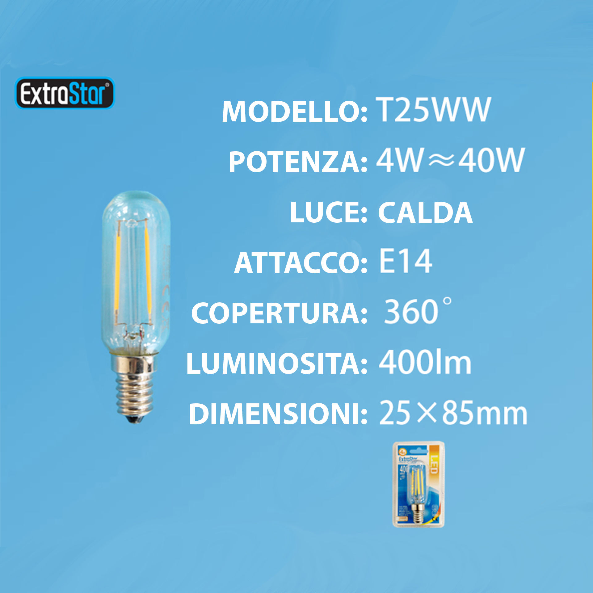 LAMPADINA LED E14 4W 400LM 3000KExtrastar