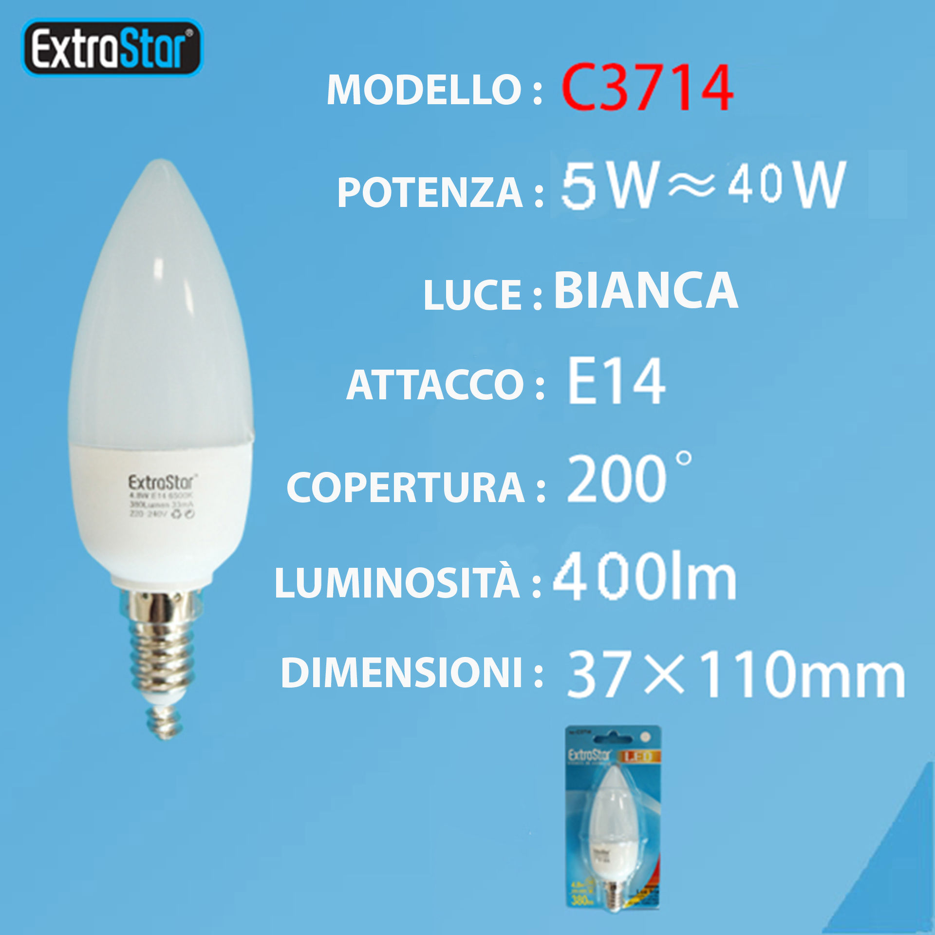 LAMPADINA LED E14 5W 400LM LUCE FREDDAExtrastar