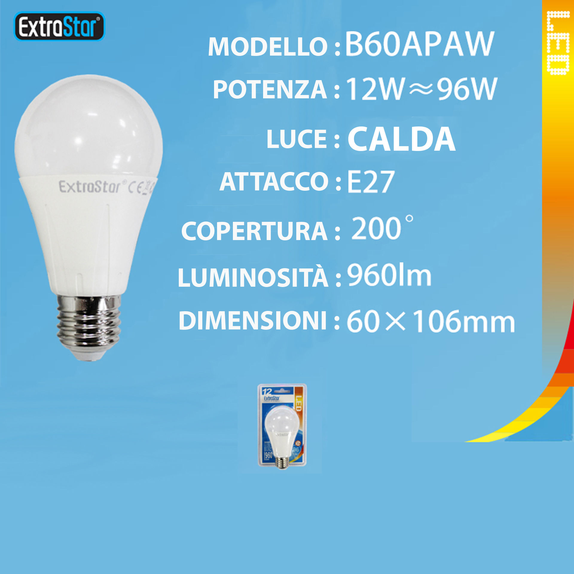 LAMPADINA LED E27 12W 960LM 3000KExtrastar