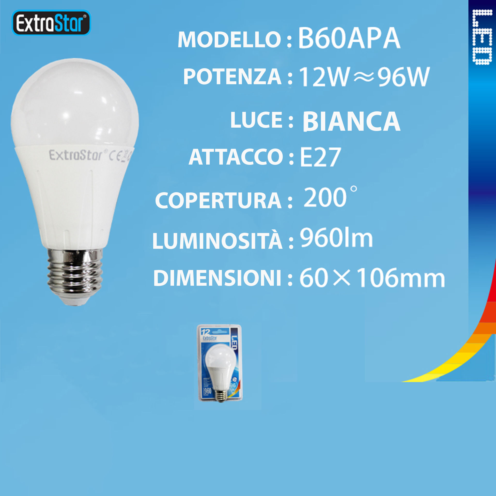 LAMPADINA LED E27 12W 960LM 6500KExtrastar