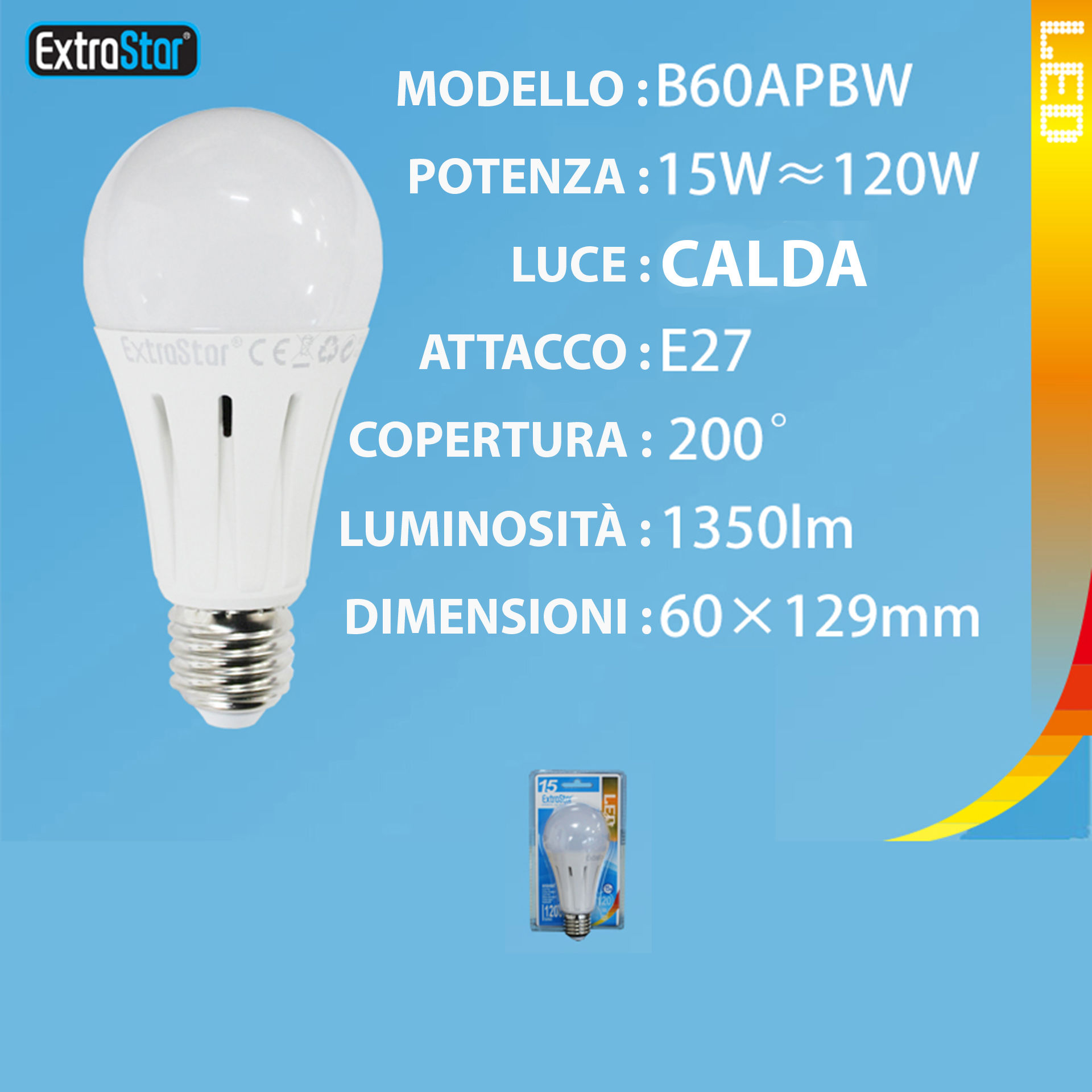 LAMPADINA LED E27 15W 1350LM 3000KExtrastar