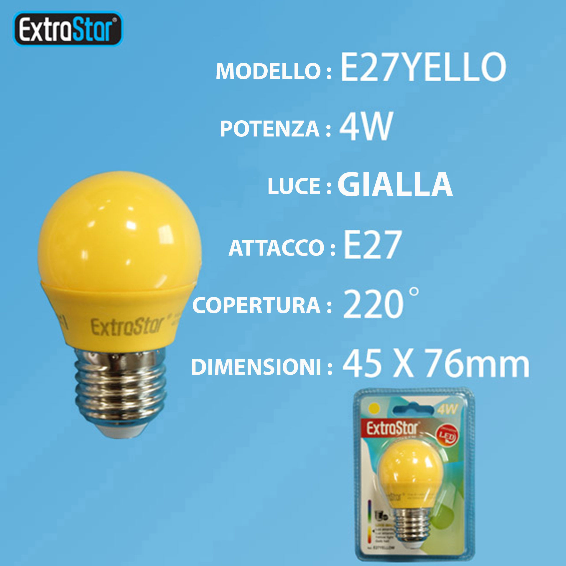 LAMPADINA LED E27 4W LUCE GIALLAExtrastar