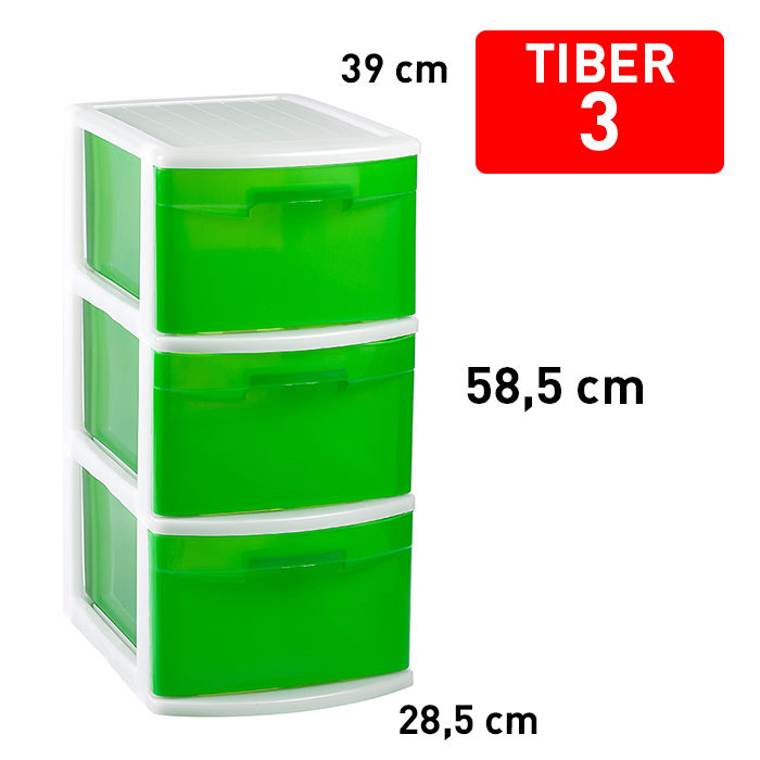 CASSETTIERA TIBER 3 CASSETTI VERDE TRAS F18