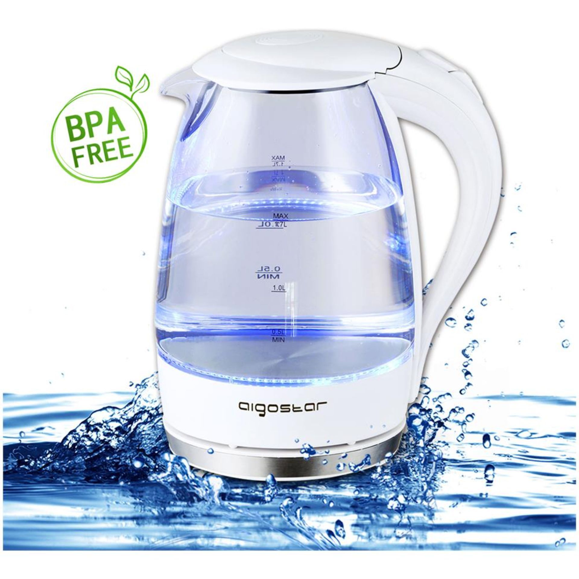 BOLLITORE ELETTRICO IN VETRO(2200W,1700ML,BIANCO)