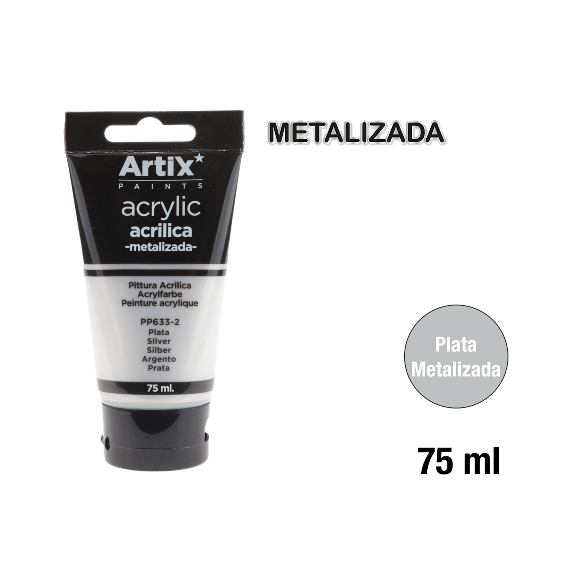PITTRA ACRILLICA TUBO 75ML ARGENTO METALIZZATO ART