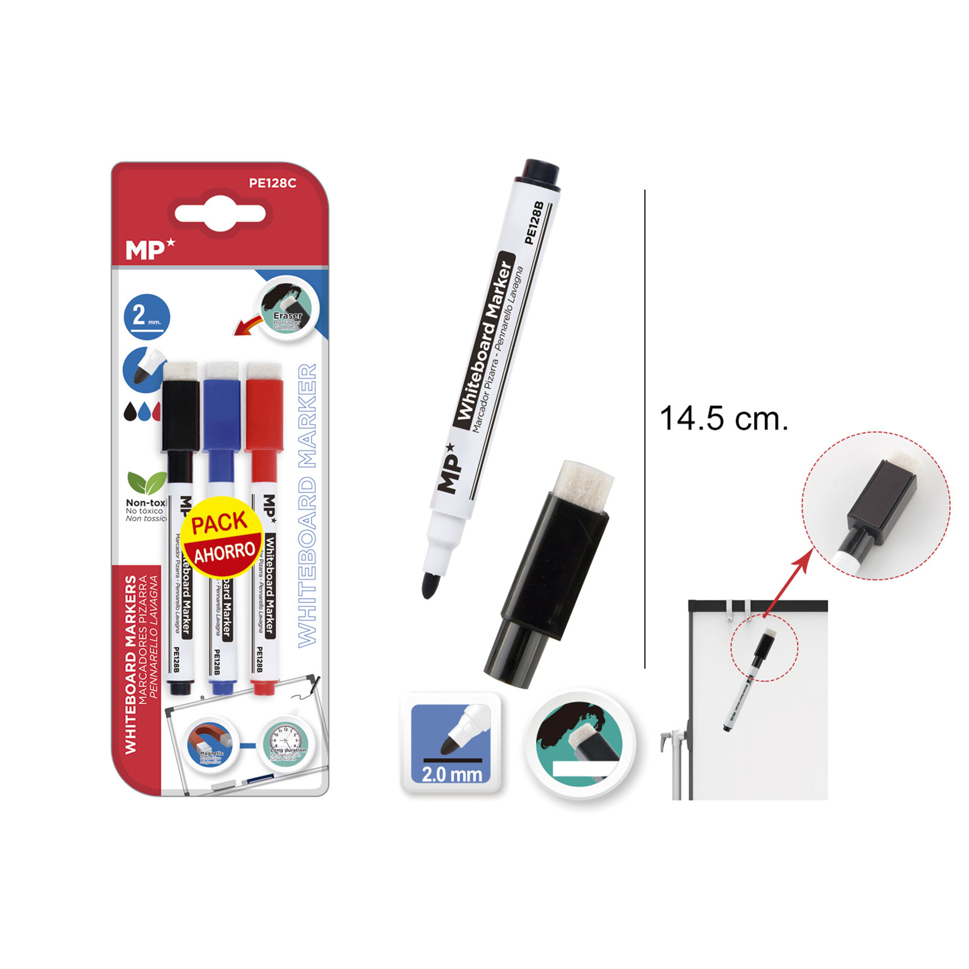 PENNARELLO LAVAGNA BIANCA CON CANCELLINO 3 COLORIMp