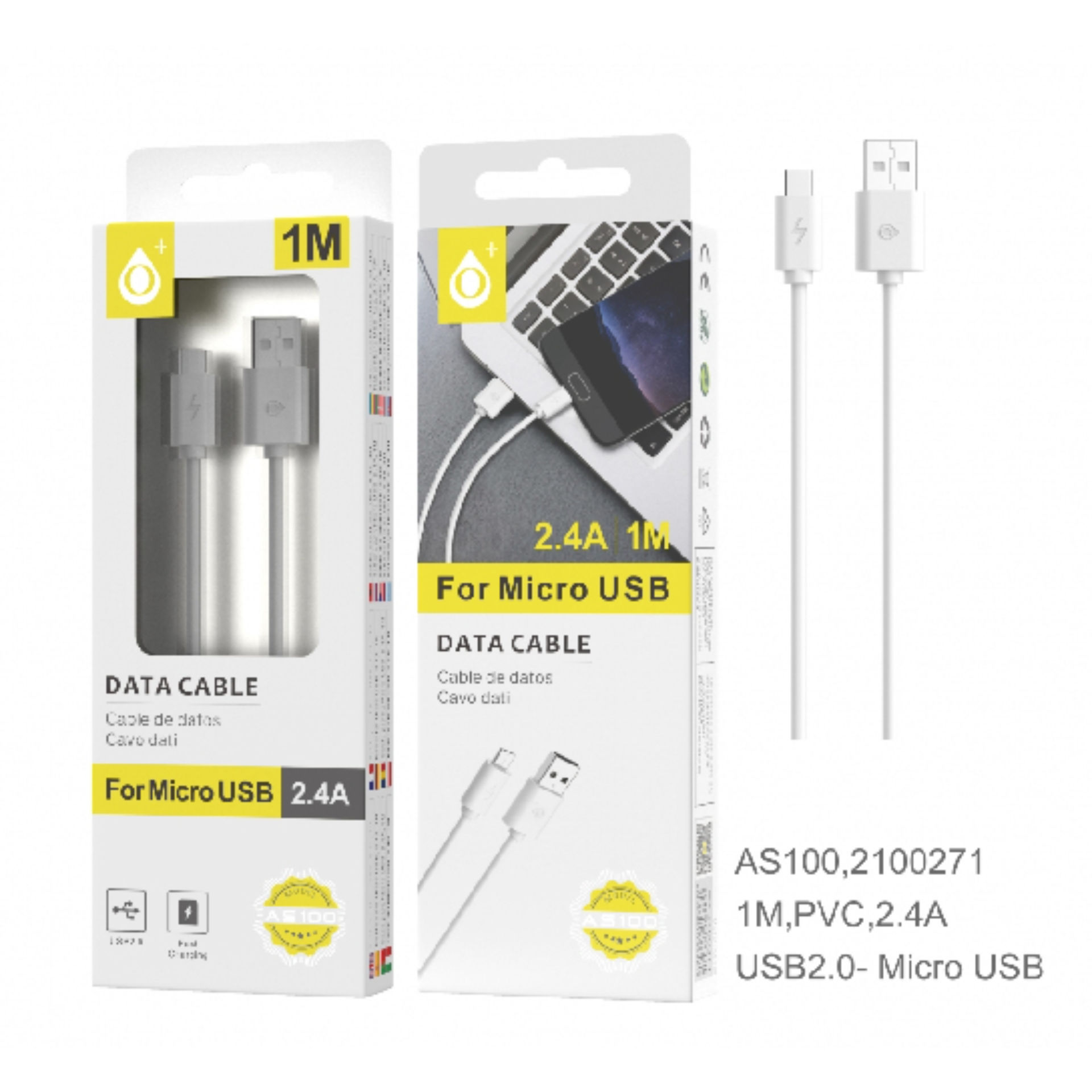 23102001 AS100 BL ONE CAVO DATI PER MICRO USB, 2.4One Plus