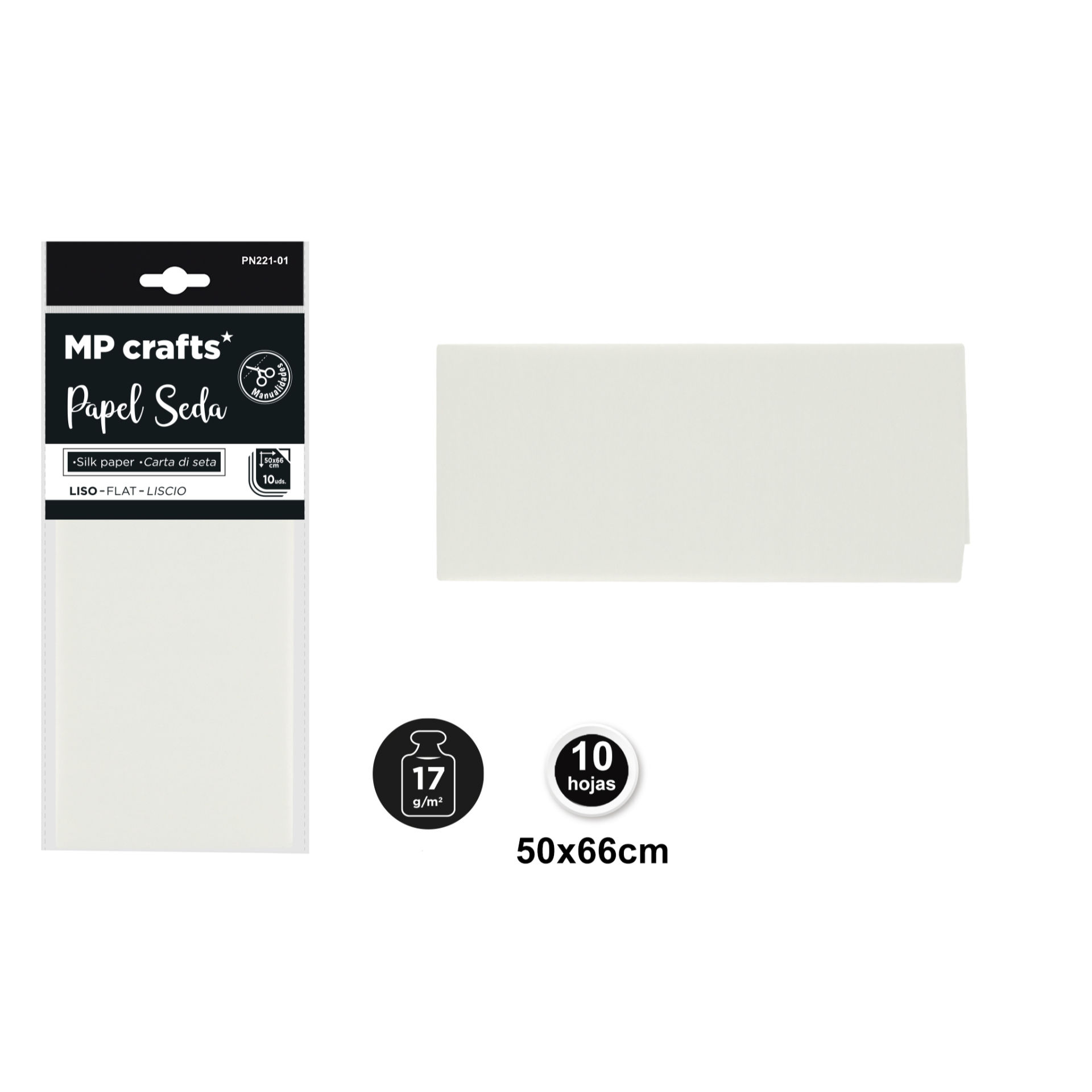 CARTA VELINA BIANCO 50X66 10 PEZZI MP