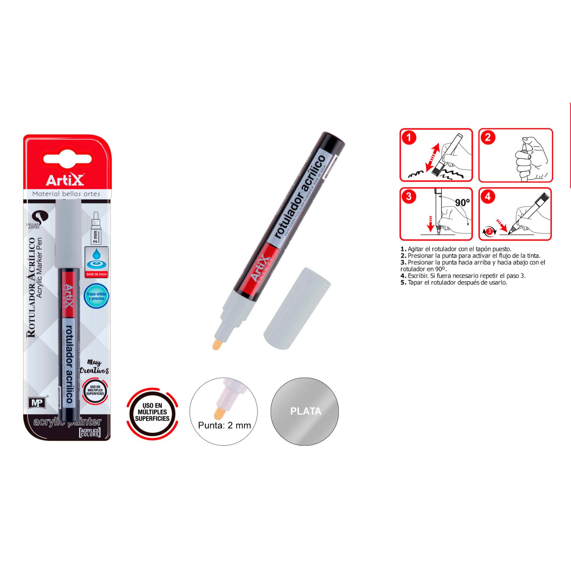 PENNARELLI PITTURA ACRILICA ARGENTO ARTIXMp