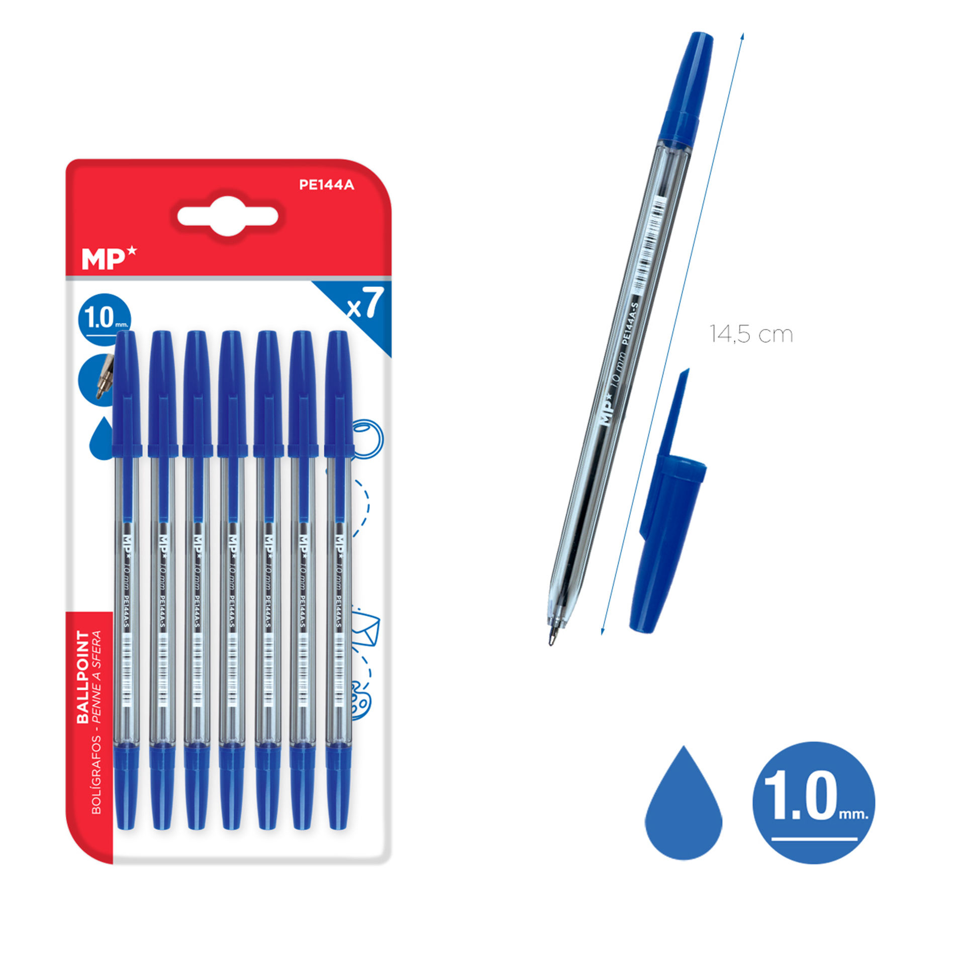 PENNE A SFERA BLU 7PZ 1.0MM MPMp